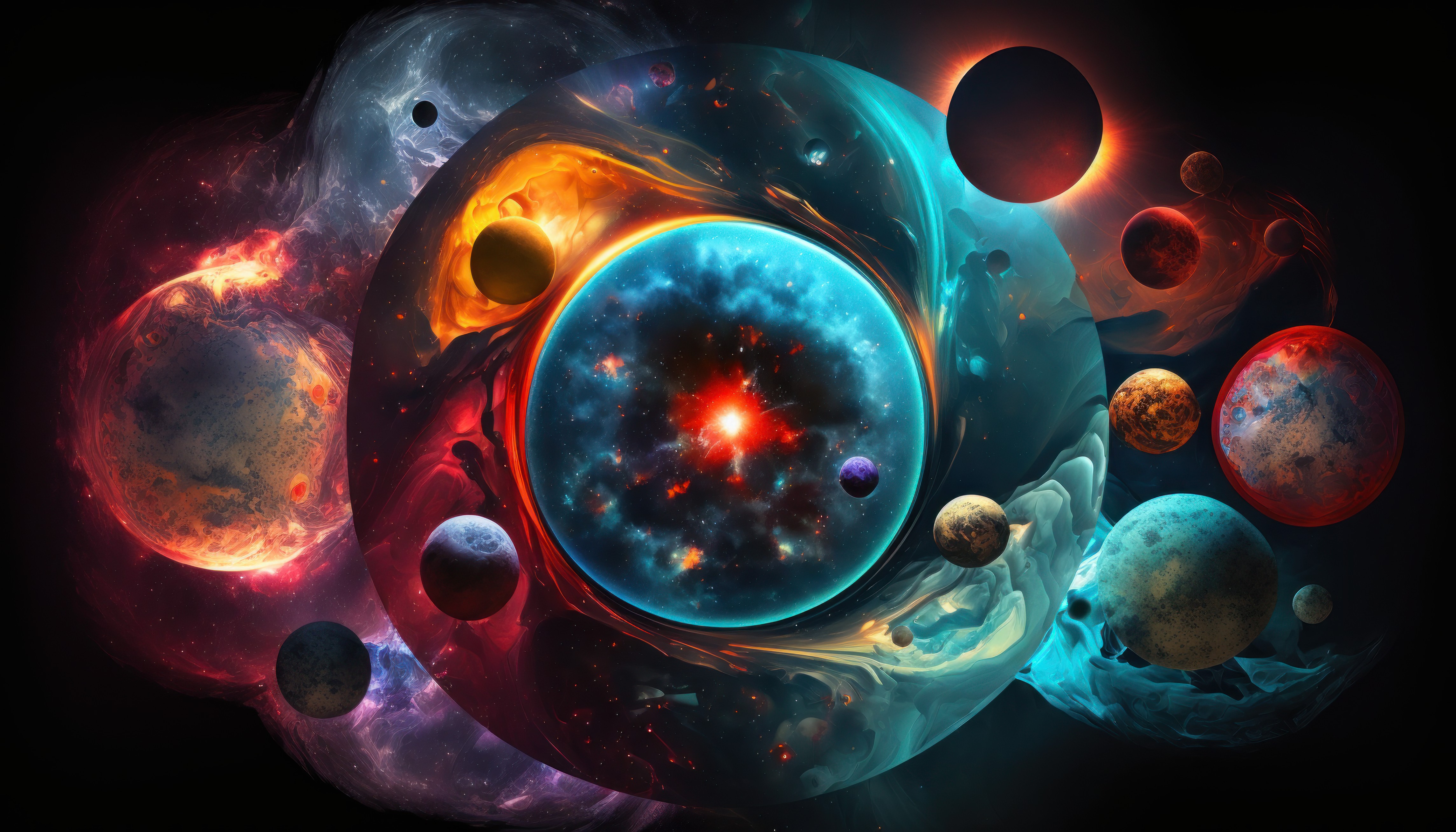 Ai Art Illustration Planet Space Nebula Universe Stars Galaxy 4579x2616