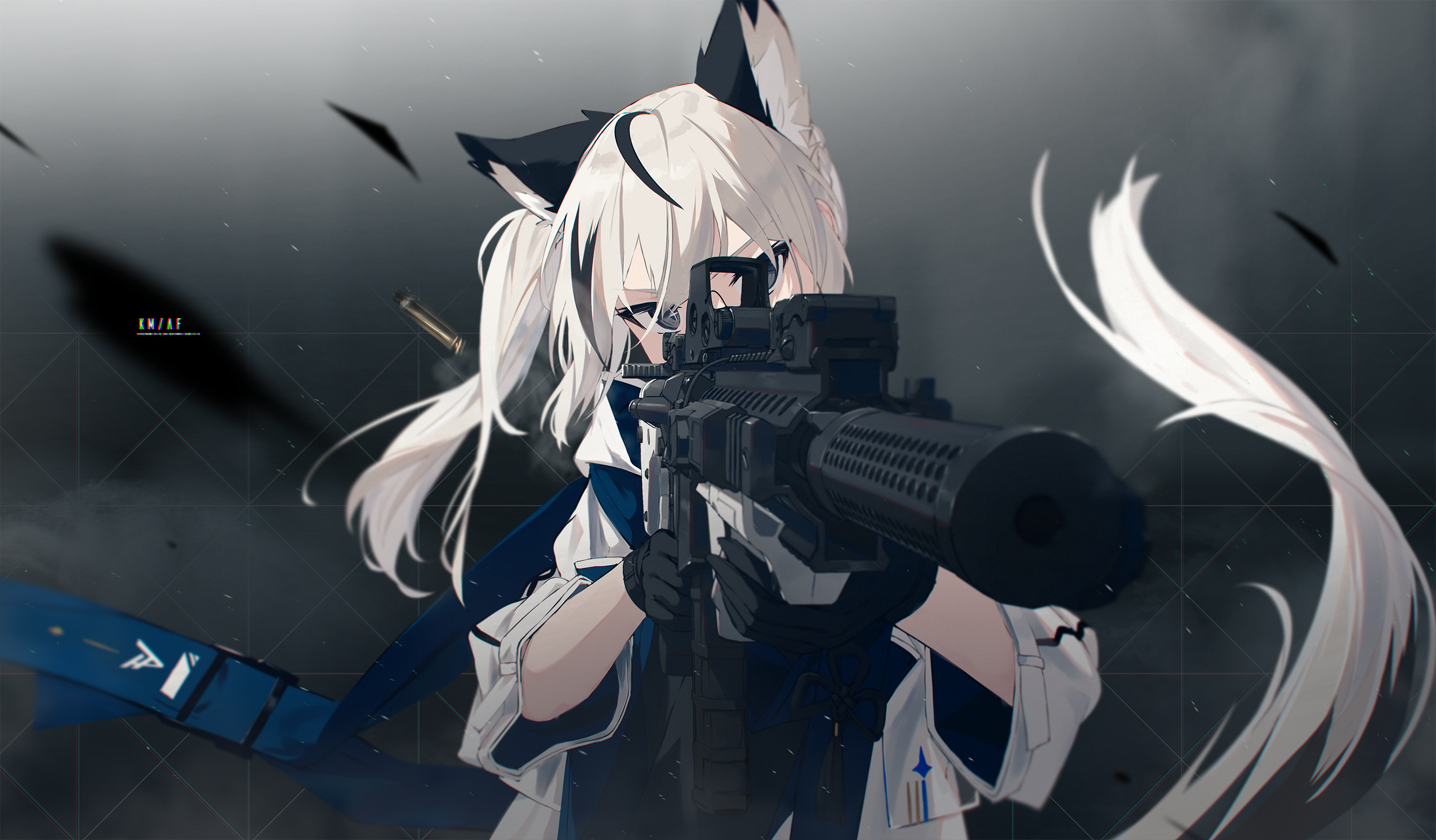 Fox Girl Fox Ears White Hair Gun Fox Tail Nagishiro Mito Weapon 2550x1492