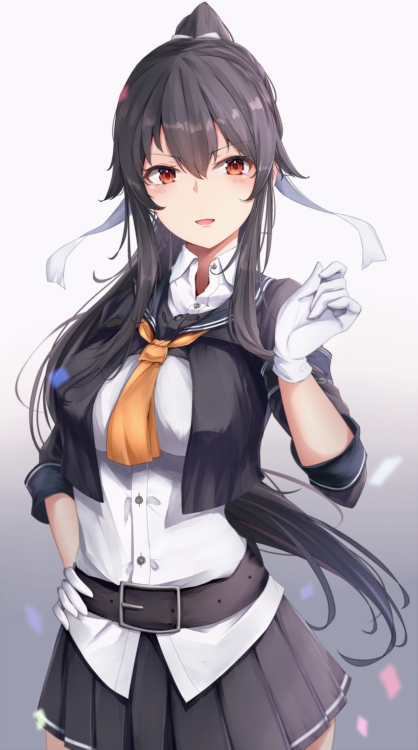 Anime Anime Girls Kantai Collection Yahagi KanColle Ponytail Long Hair Black Hair Artwork Digital Ar 1360x2440