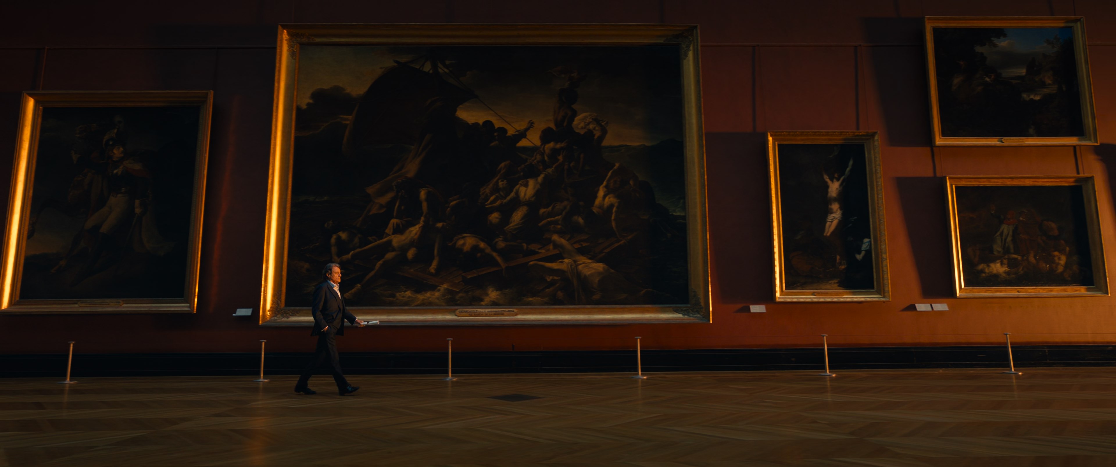 John Wick Chapter 4 Ian McShane Louvre Painting Movies Film Stills Walking Men Suits Hands In Pocket 3840x1608