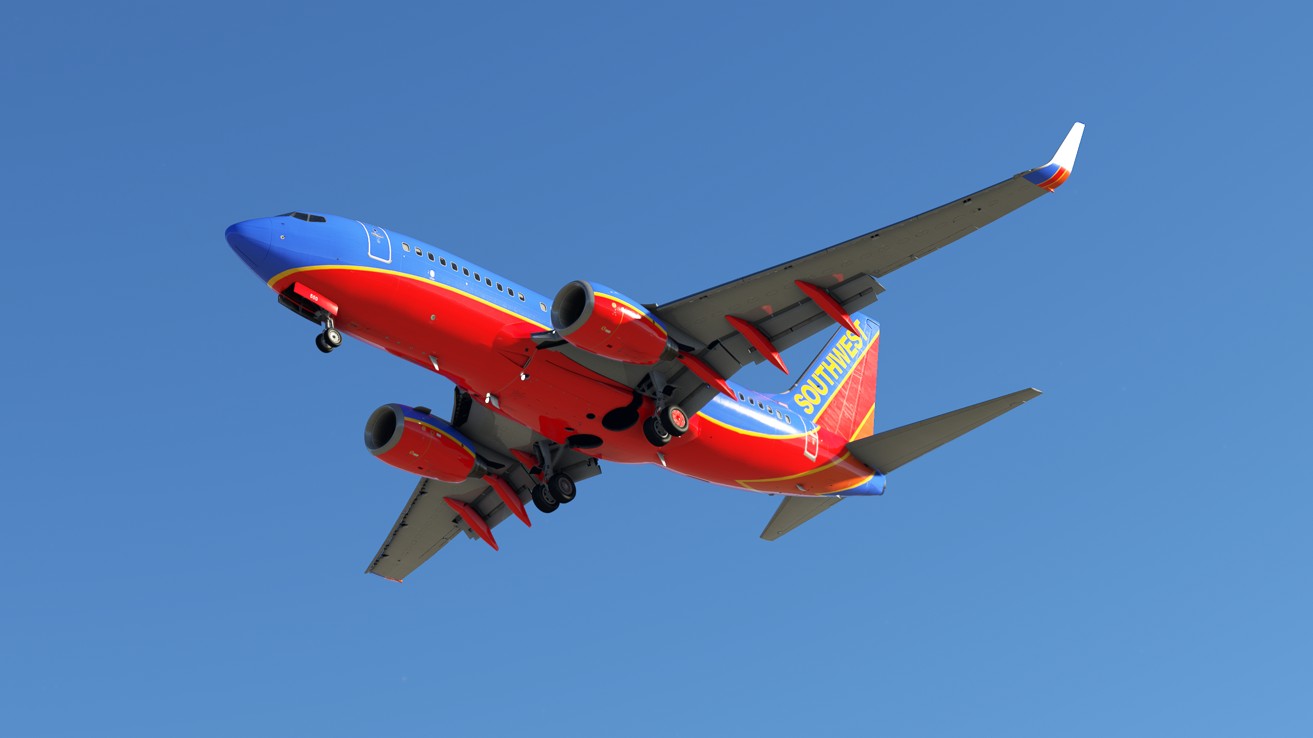 Screen Shot Video Games Microsoft Flight Simulator 2020 Aircraft Flying Landing Southwest Airlines S 2560x1440