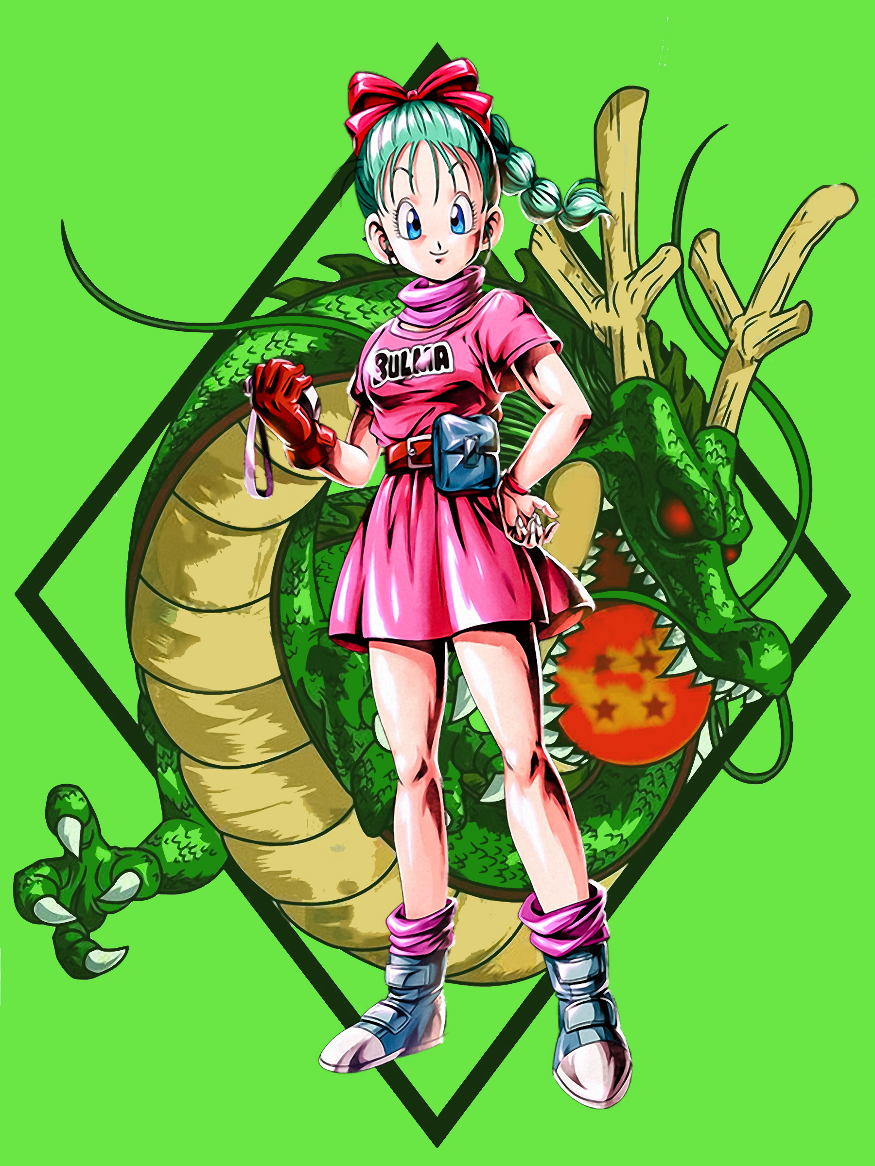 Dragon Ball Dragon Ball GT Dragon Ball Z Young Bulma Bulma Vertical Anime Girls Green Background Dra 1800x2400