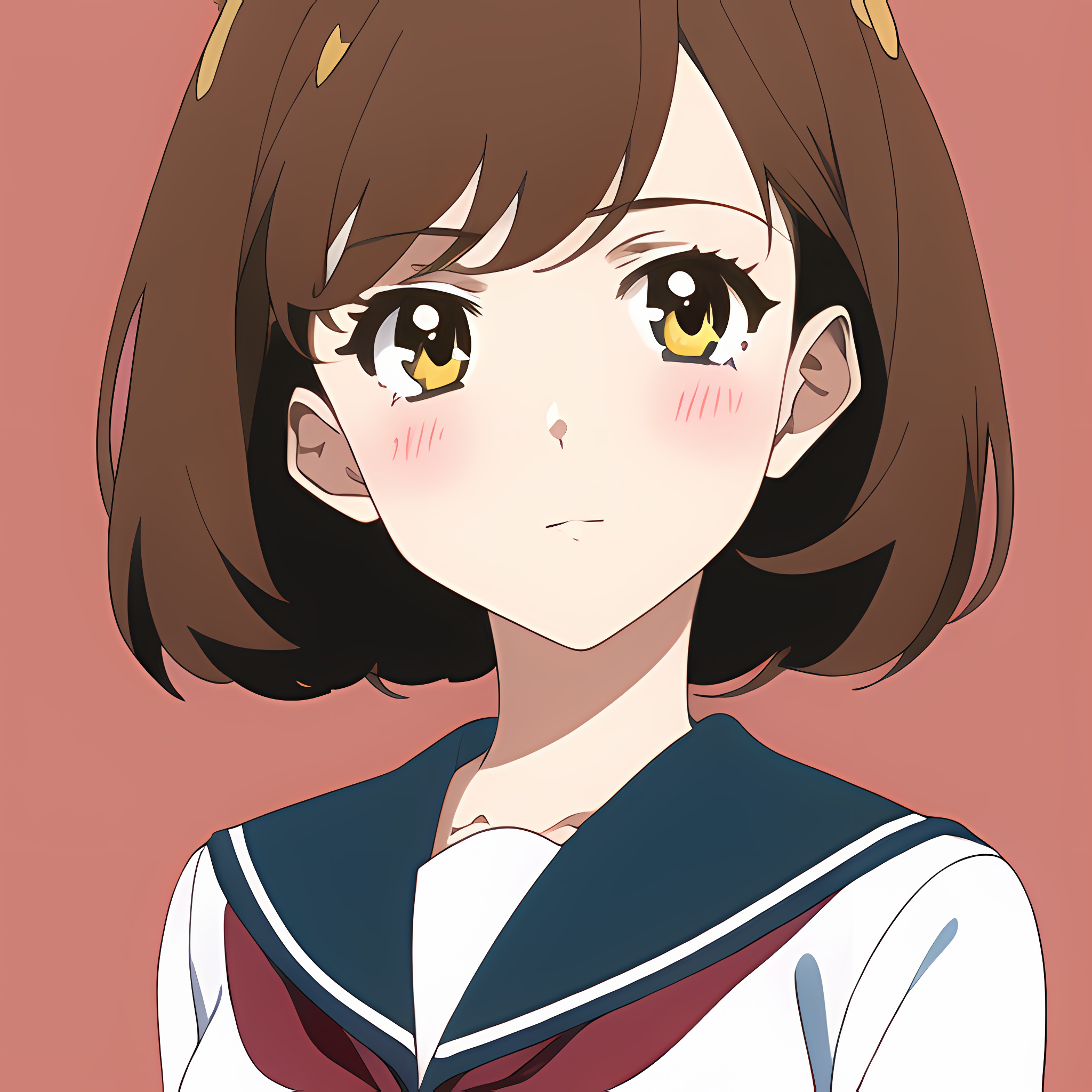Novel Ai Anime Girls Brunette Brown Eyes Simple Background Minimalism Blushing 2048x2048