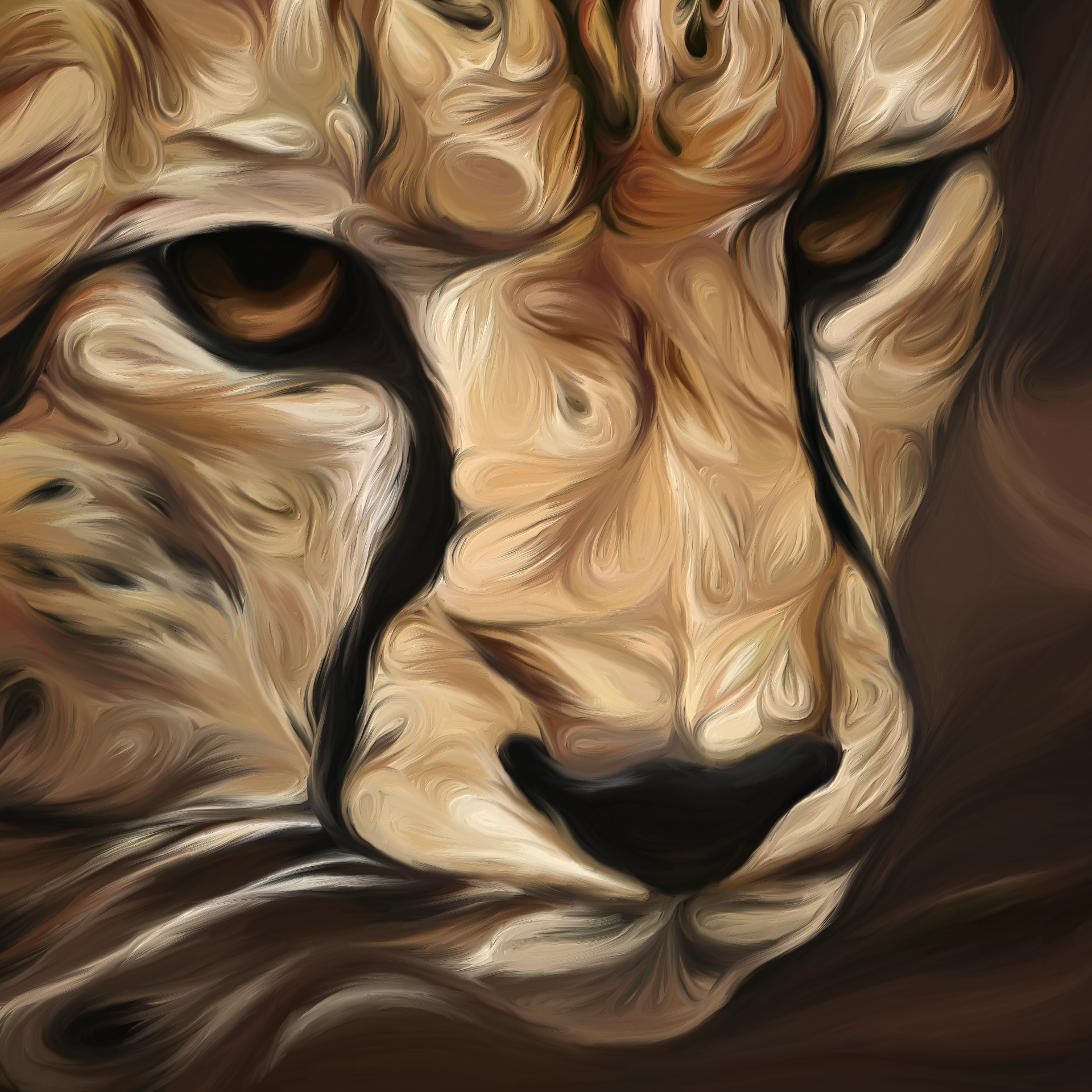 Digital Art Oil On Canvas Animals Closeup Cheetah 1920x1920