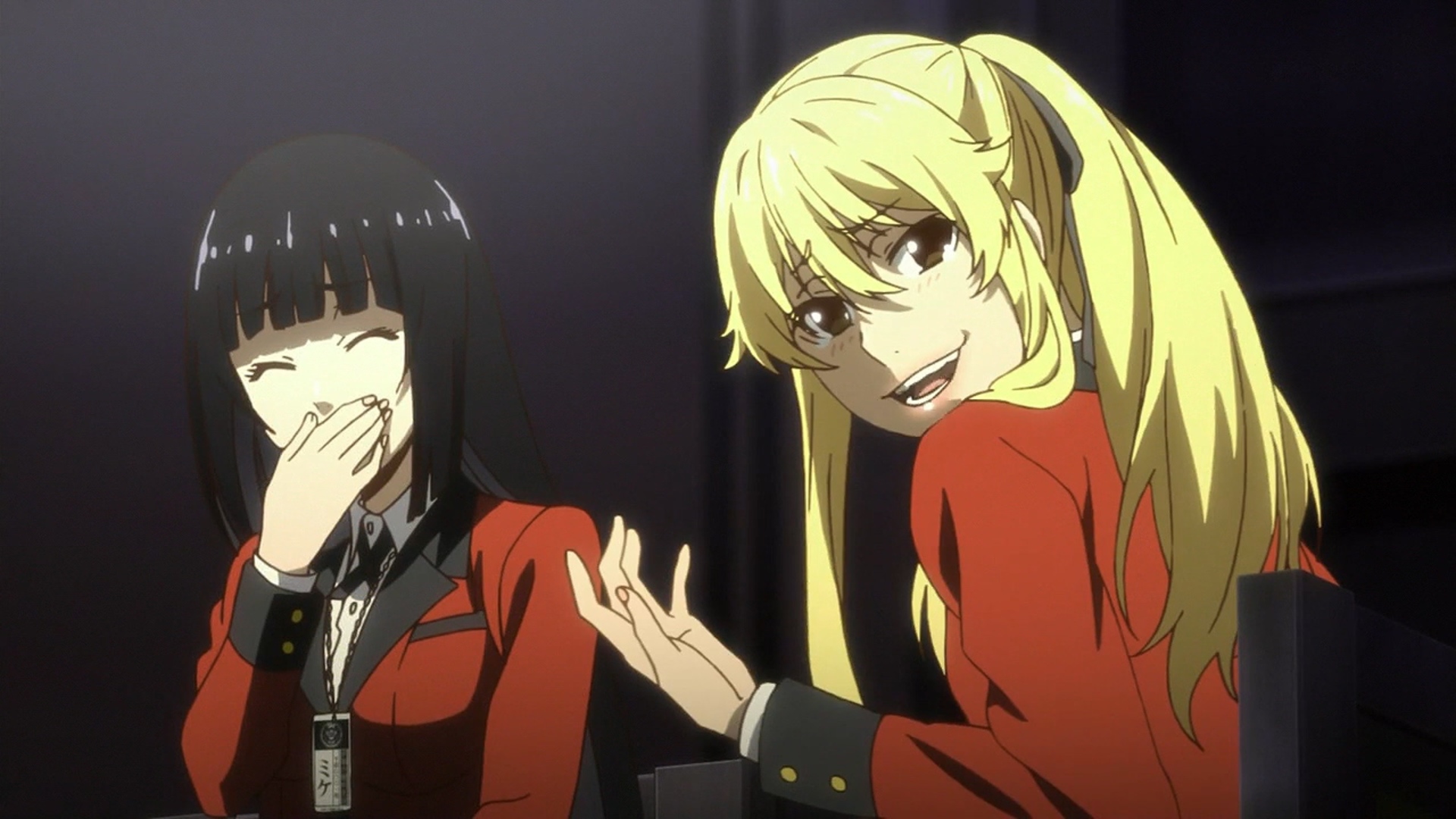 Anime Anime Girls Anime Screenshot Kakegurui Jabami Yumeko Saotome Meari Long Hair Black Hair Twinta 1920x1080