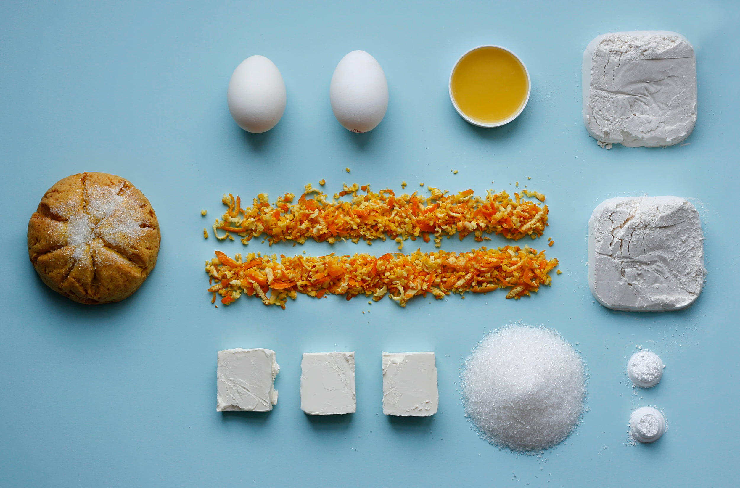 Flat Lay Food Eggs Sugar Flour Simple Background Minimalism 2500x1649