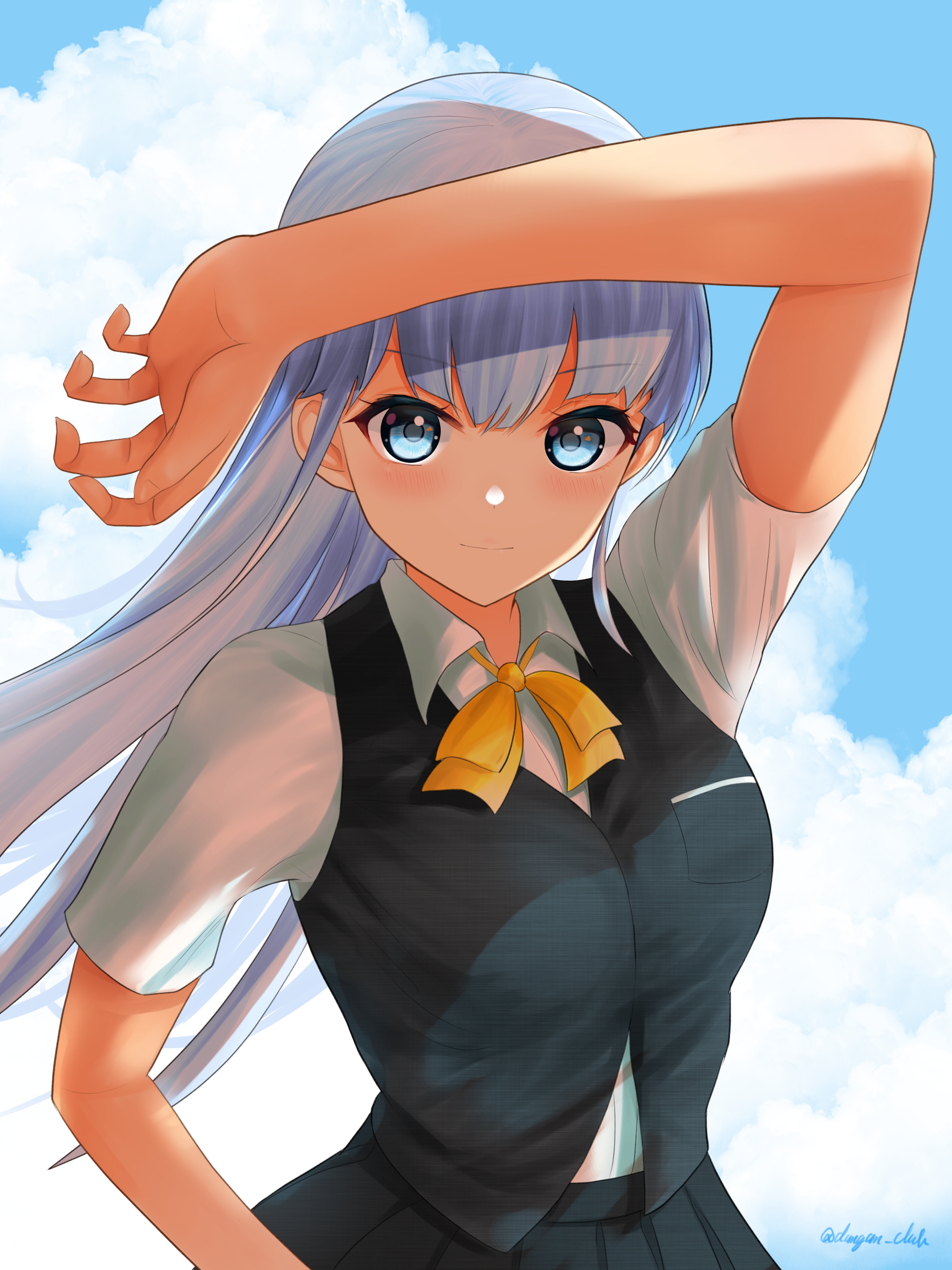 Anime Anime Girls Kantai Collection Hatsukaze KanColle Long Hair Blue Hair Solo Artwork Digital Art  2048x2732