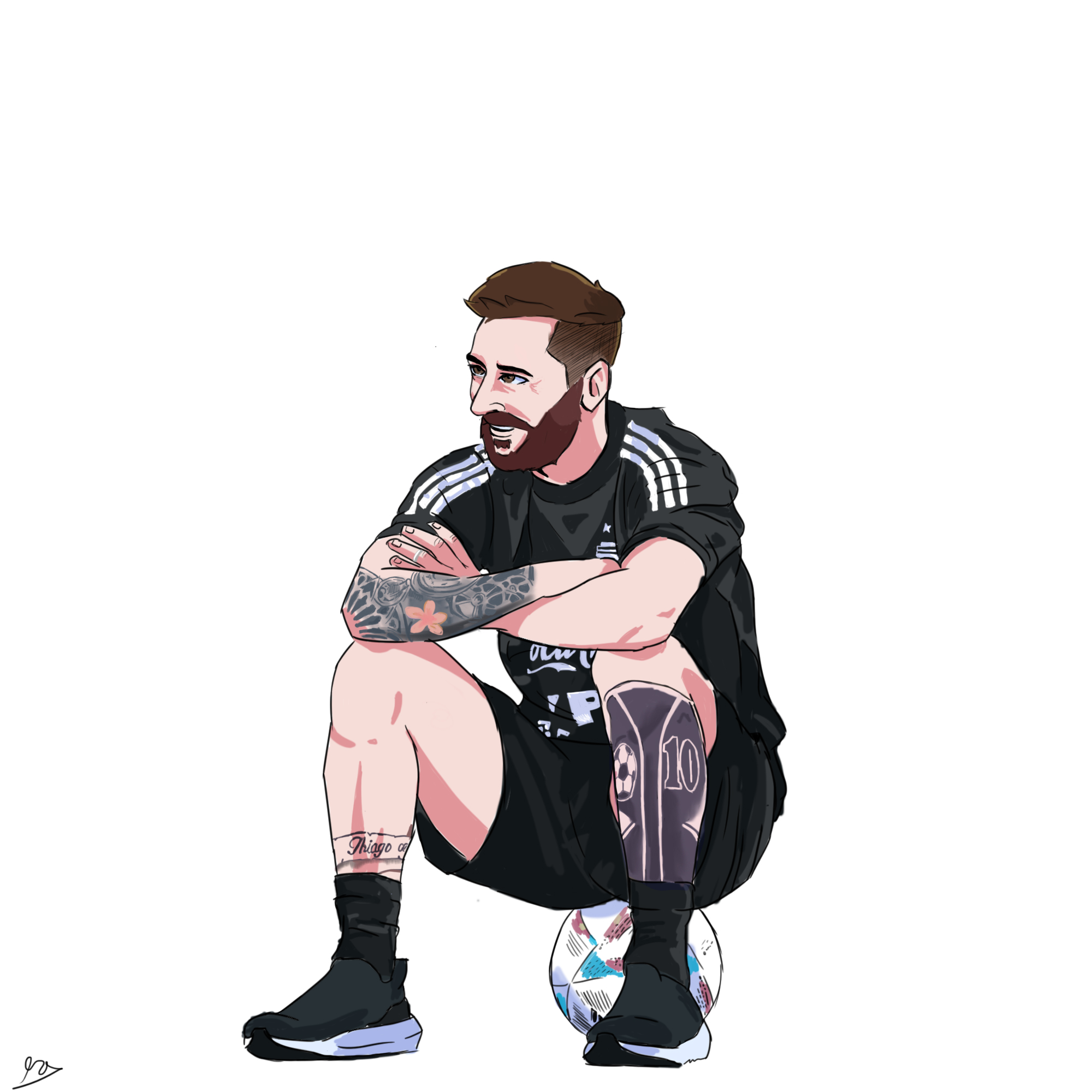 Lionel Messi Football Simple Background Tattoo Clothing Argentinian Fifa World Cup 2022 Smiling Bear 2000x2000