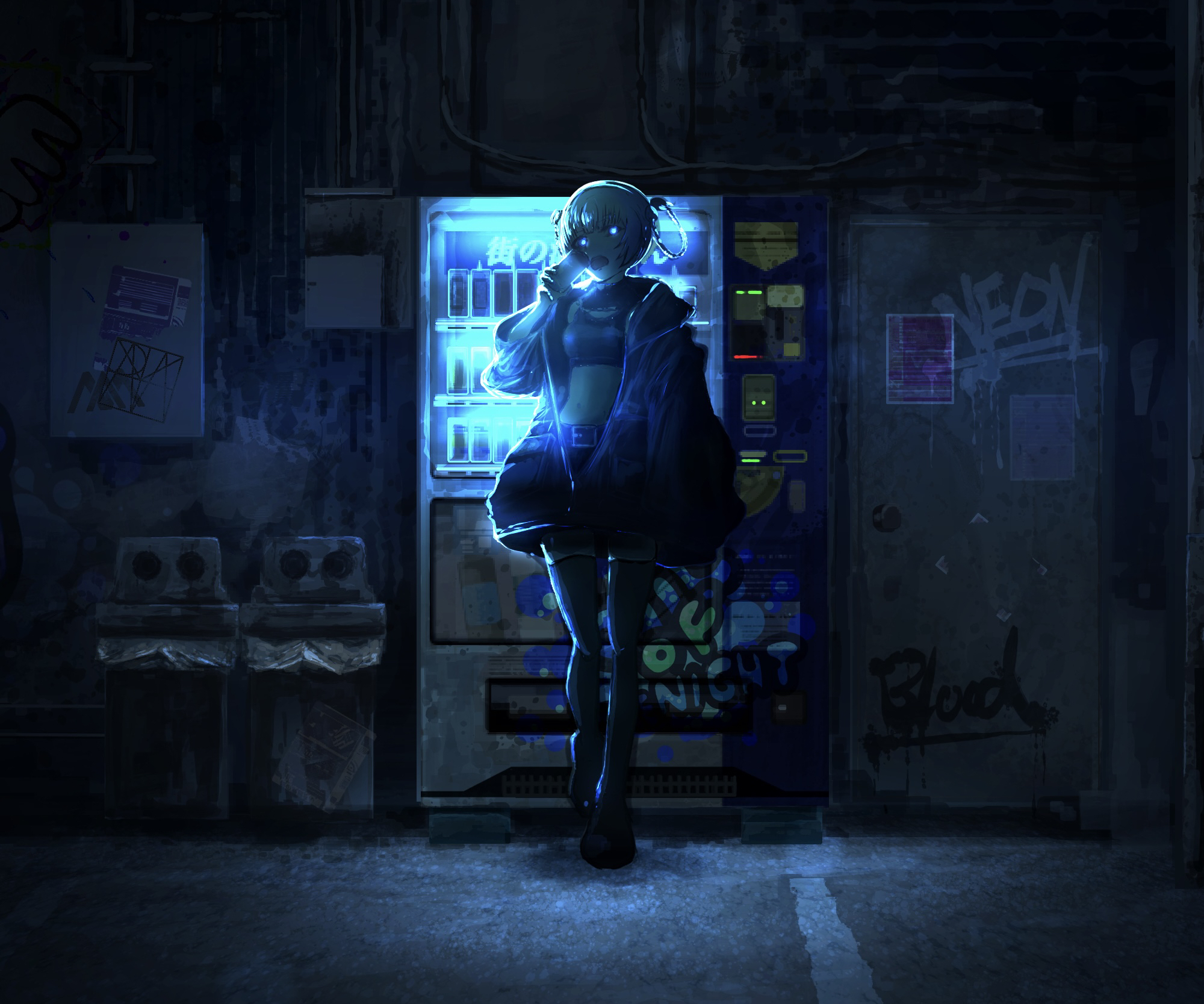 Nazuna Nanakusa Yofukashi No Uta Vampire Anime Vampire Girl Anime Girls Vending Machine Trash Bin Ca 2000x1667