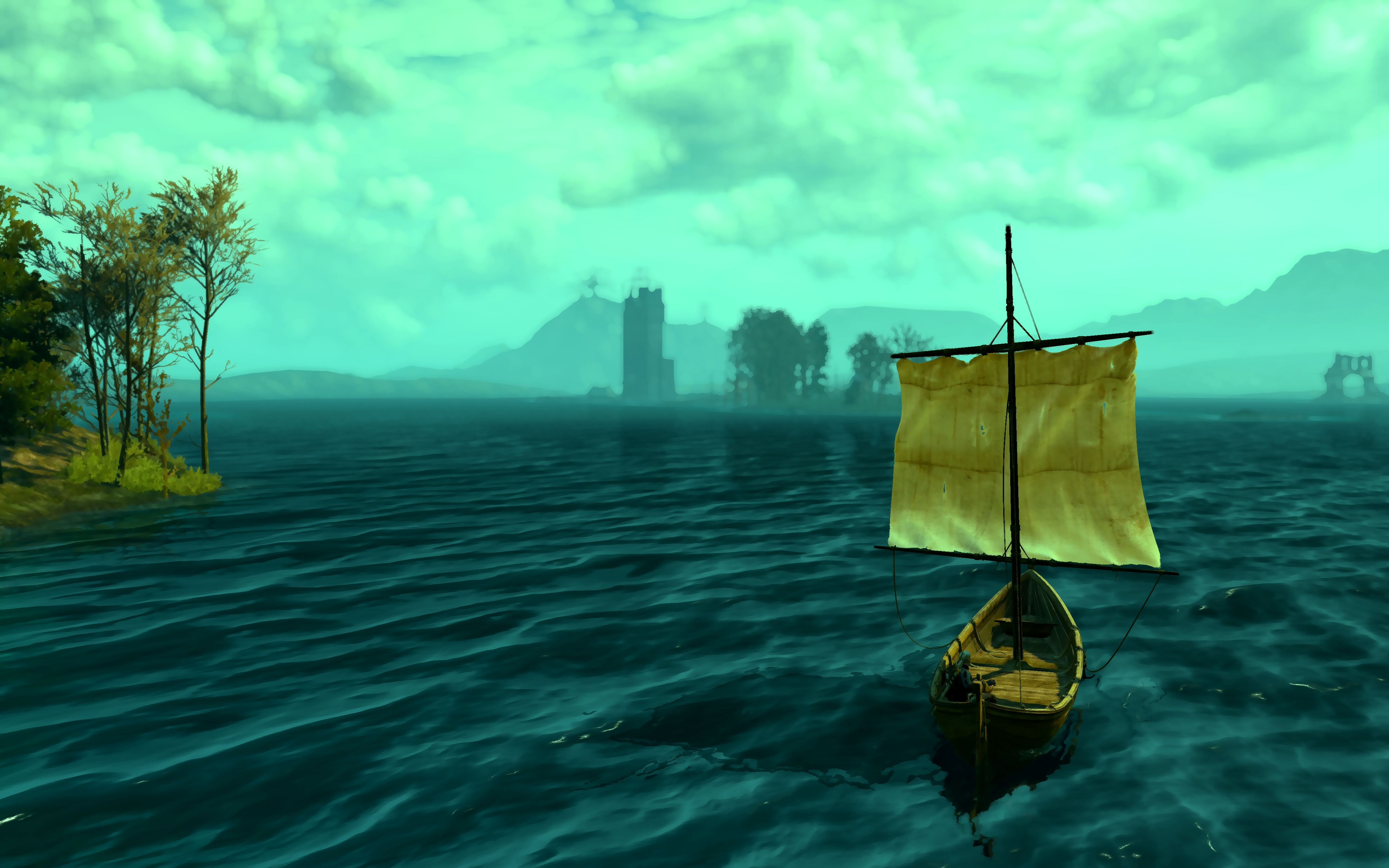 The Witcher 3 The Witcher Sea Boat Nature Geralt Of Rivia Video Games Water 4320x2700
