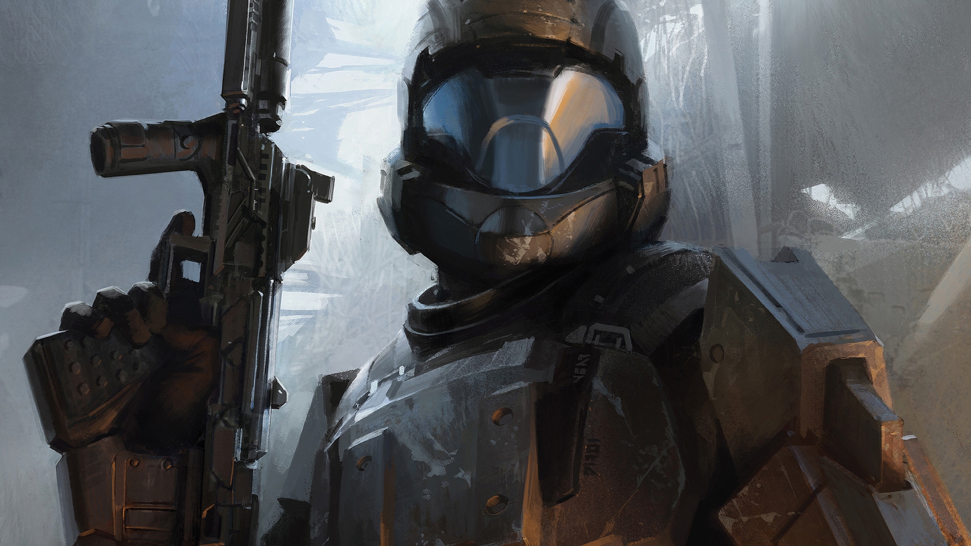 Halo 3 ODST Video Game Art Halo Video Game Characters Helmet Video Games Gun Armor 1920x1080