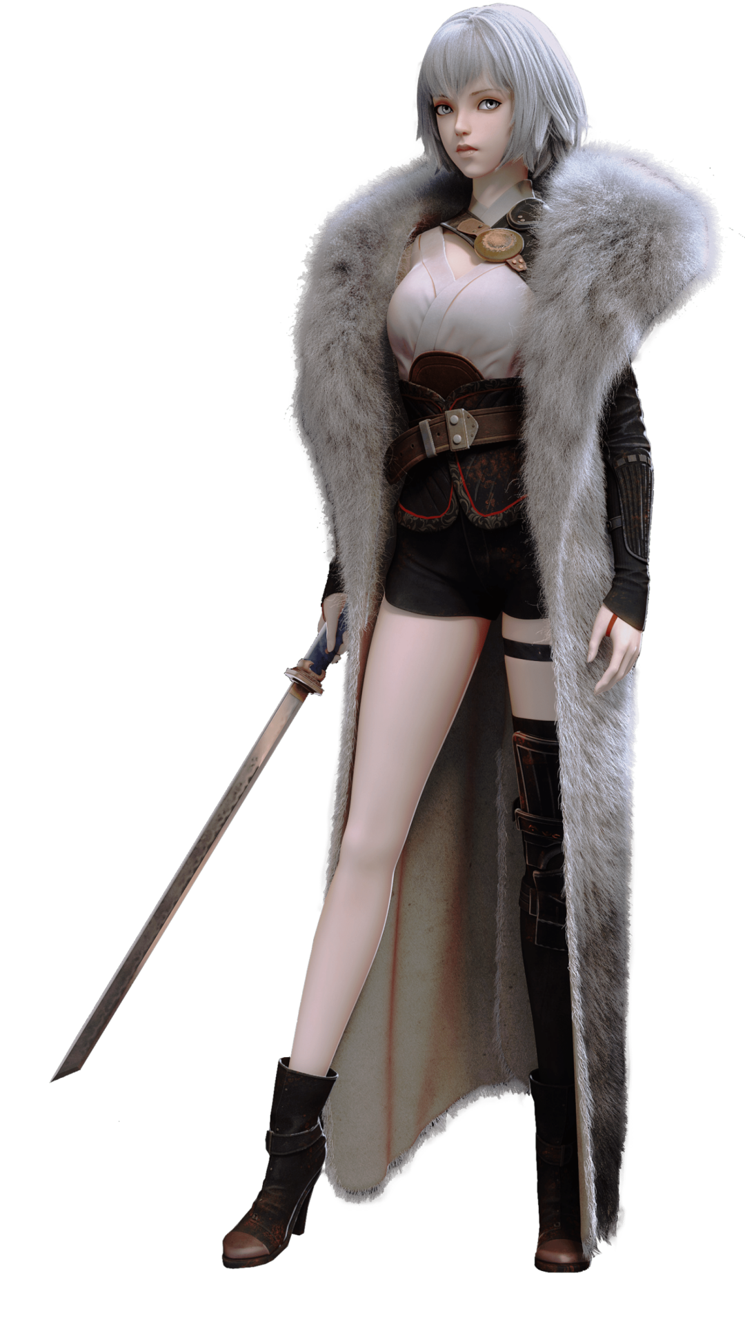 Ling Long Bai Yuekui Silver Eyes Silver Hair INCARNATiON Fantasy Girl CGi 1080x1913