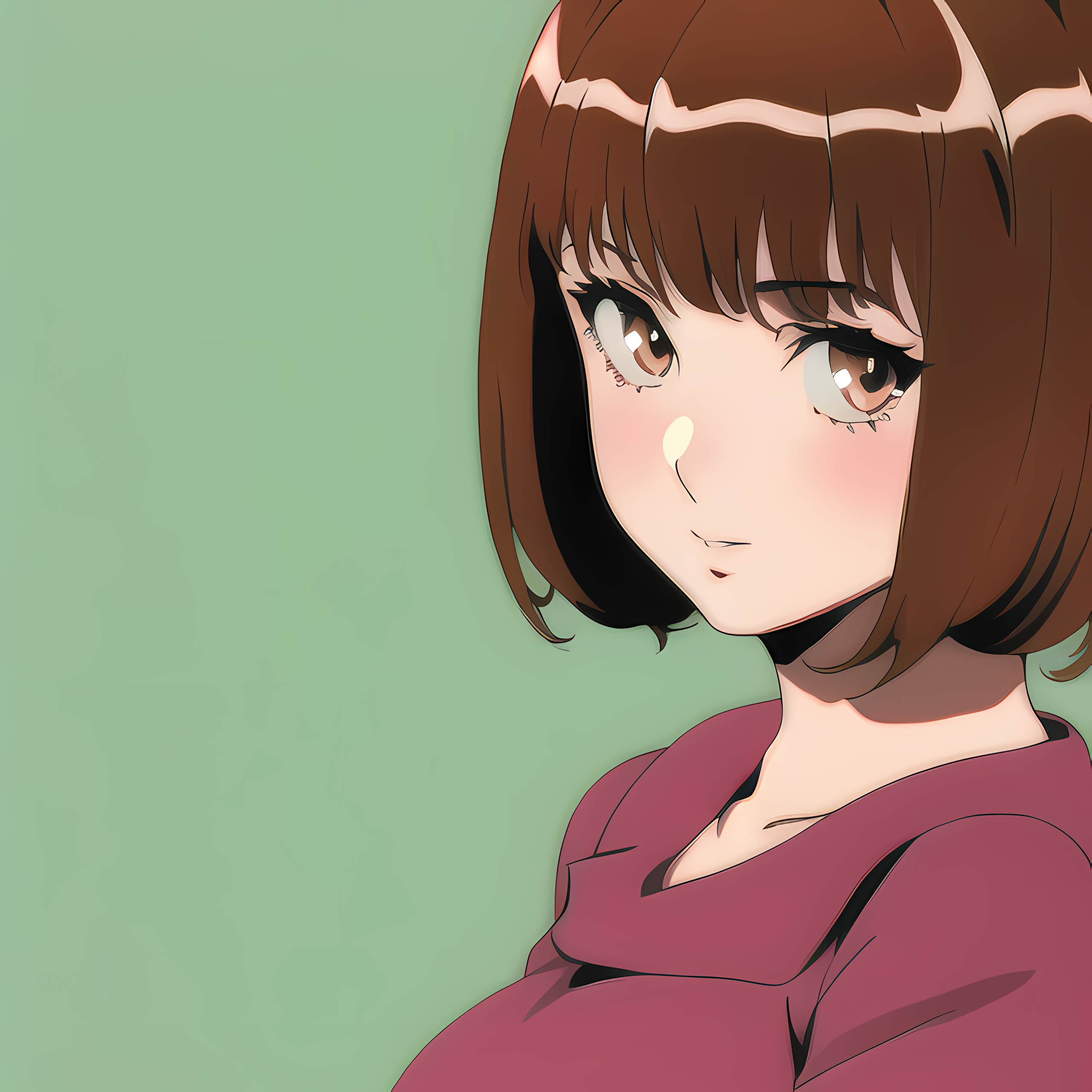 Novel Ai Anime Girls Simple Background Minimalism Brown Eyes Brunette 2560x2560