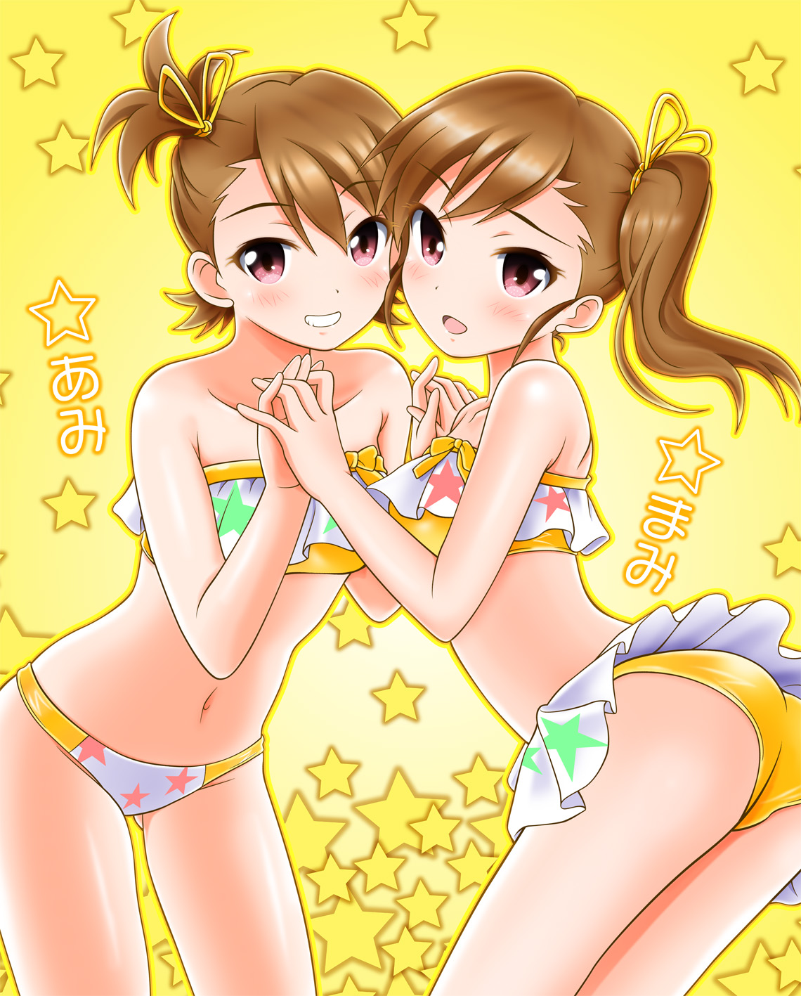 Anime Anime Girls THE IDOLM STER Futami Ami Futami Mami Long Sleeves Brunette Twins Two Women Artwor 1140x1417