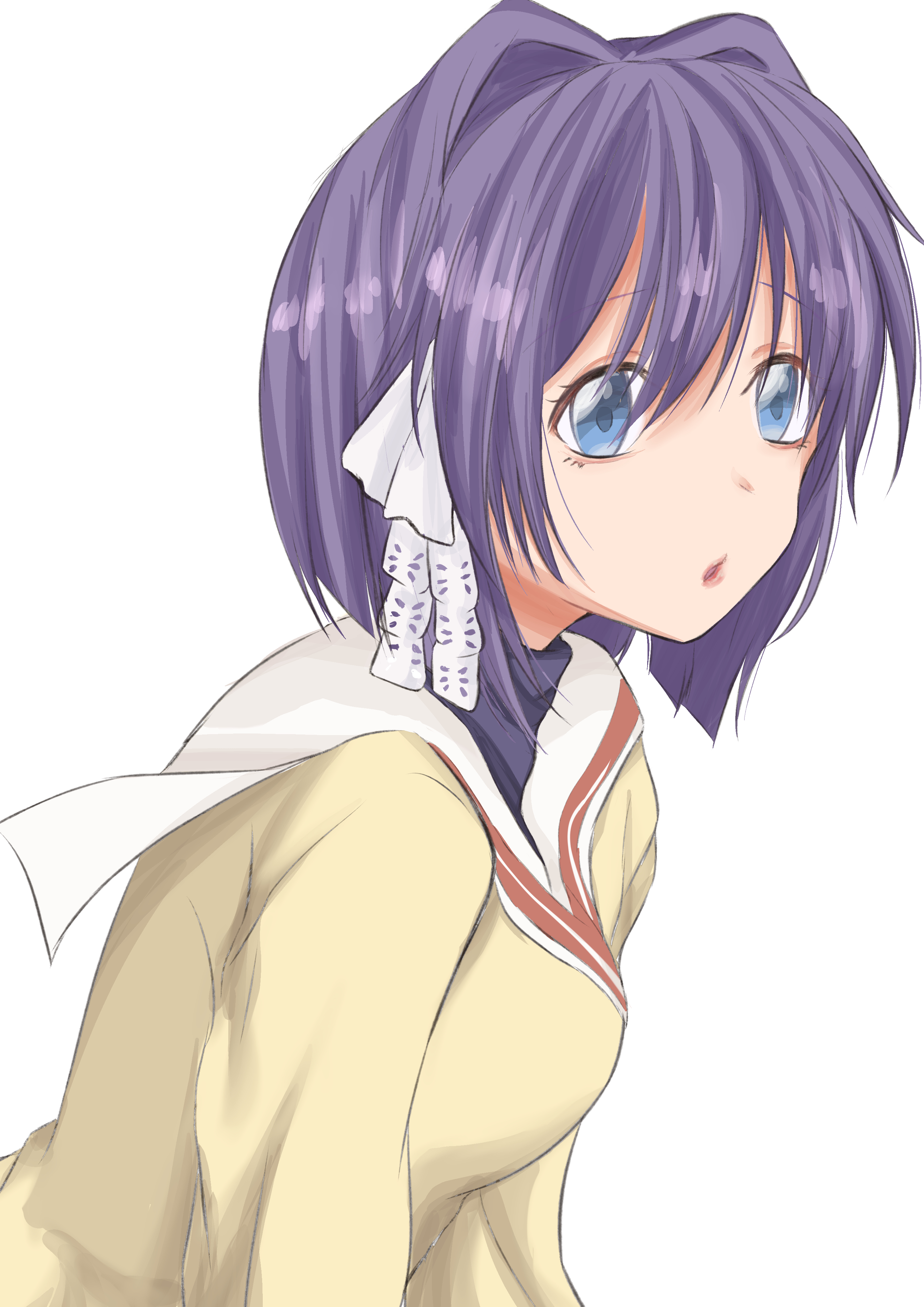 Fujibayashi Ryou Clannad Short Hair Purple Hair Anime Anime Girls Artwork Digital Art Fan Art 2894x4093