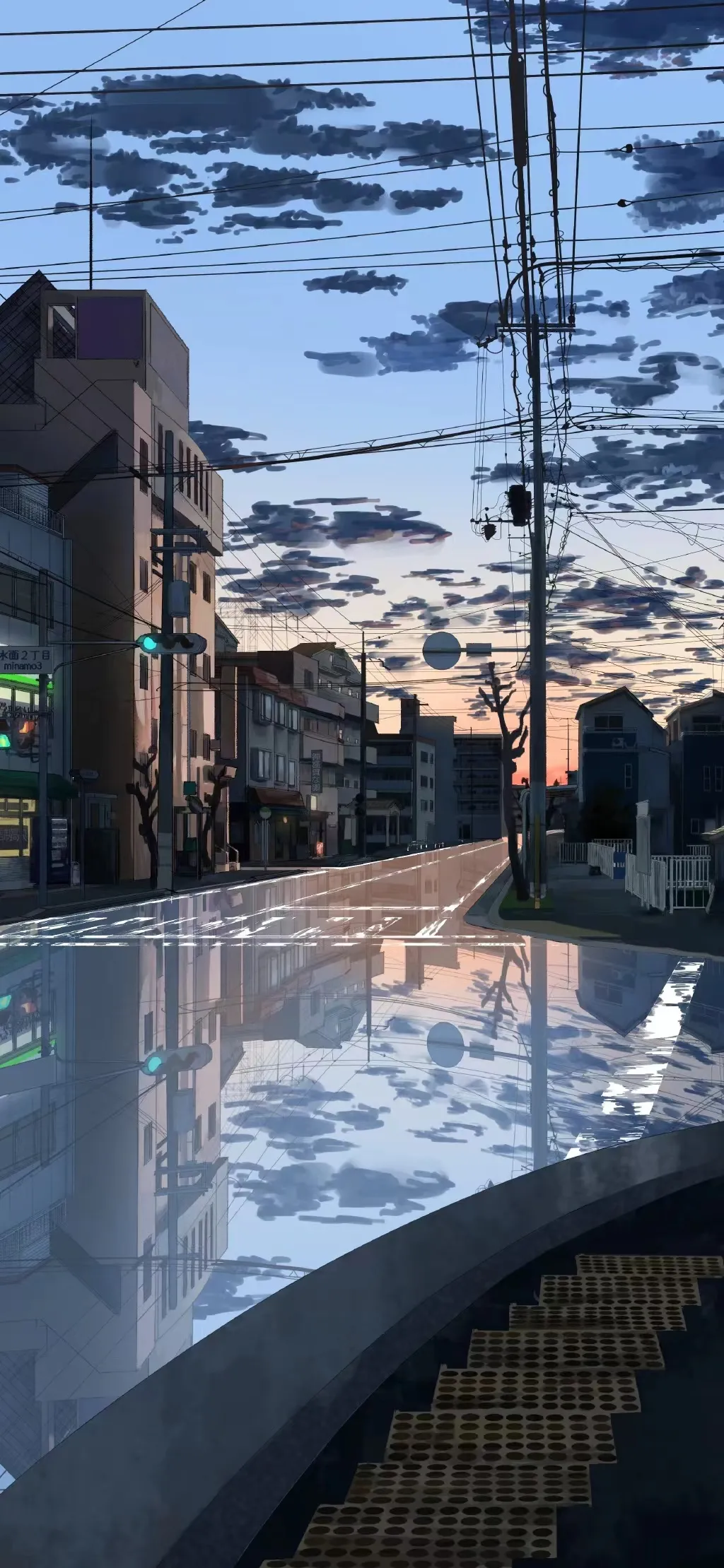 Street View Cityscape Vertical Reflection Clouds Sky Building 1024x2219