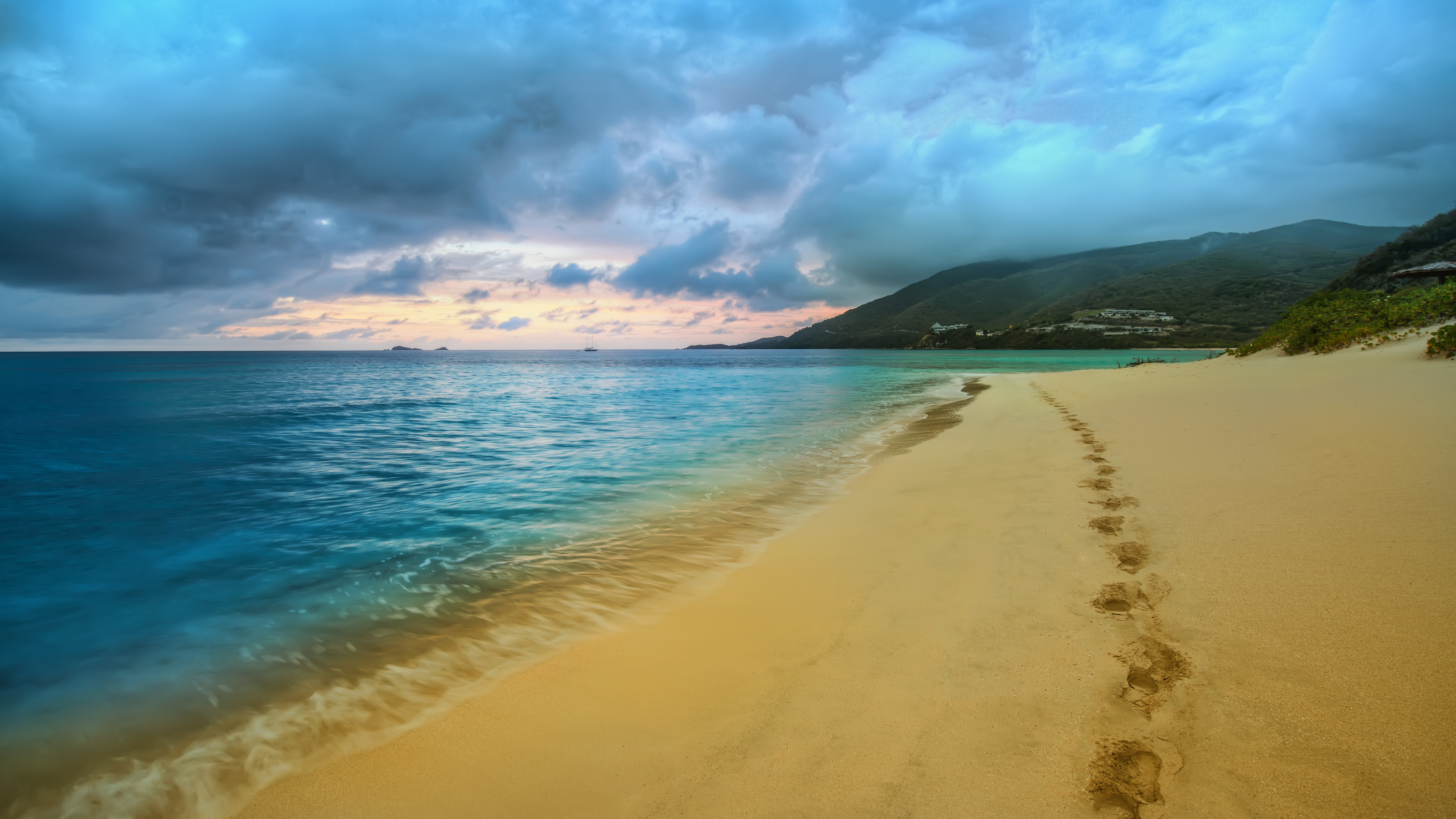 Photography Trey Ratcliff Landscape Beach Water Sunset Traces British Virgin Islands Sand Clouds Sky 7680x4320