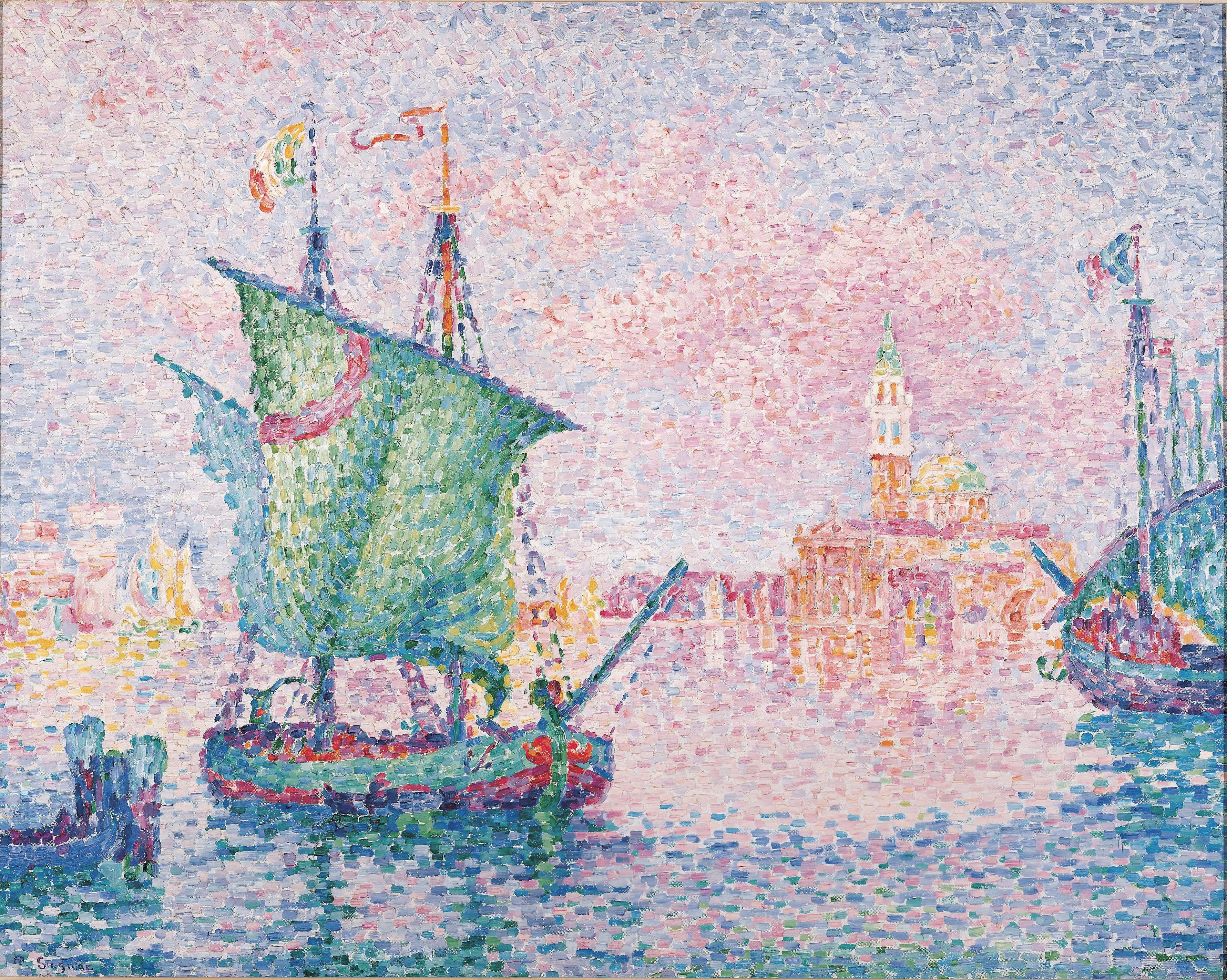 Oil On Canvas Oil Painting Paul Signac Venice Artwork Classical Art Water Boat Ship 3801x3035
