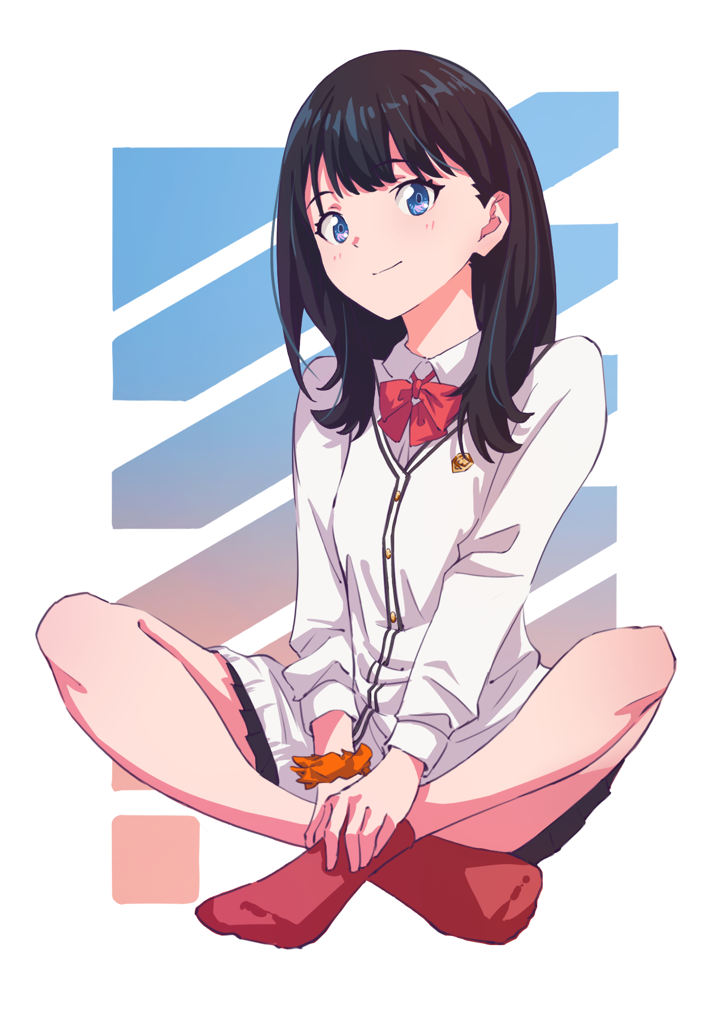 Anime Anime Girls SSSS GRiDMAN Takarada Rikka Long Hair Black Hair Solo Artwork Digital Art Fan Art  1444x2048
