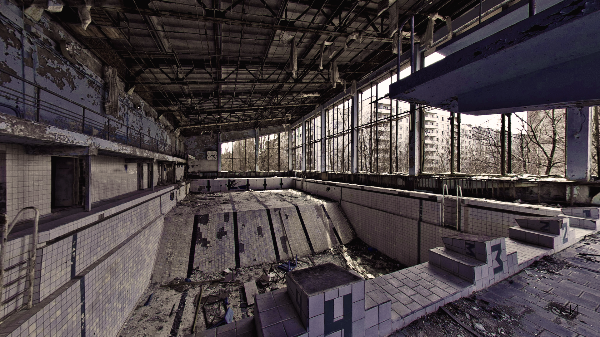 Abandoned Ruins Swimming Pool Pripyat Ukraine Chernobyl Call Of Duty 4 Modern Warfare 1920x1080