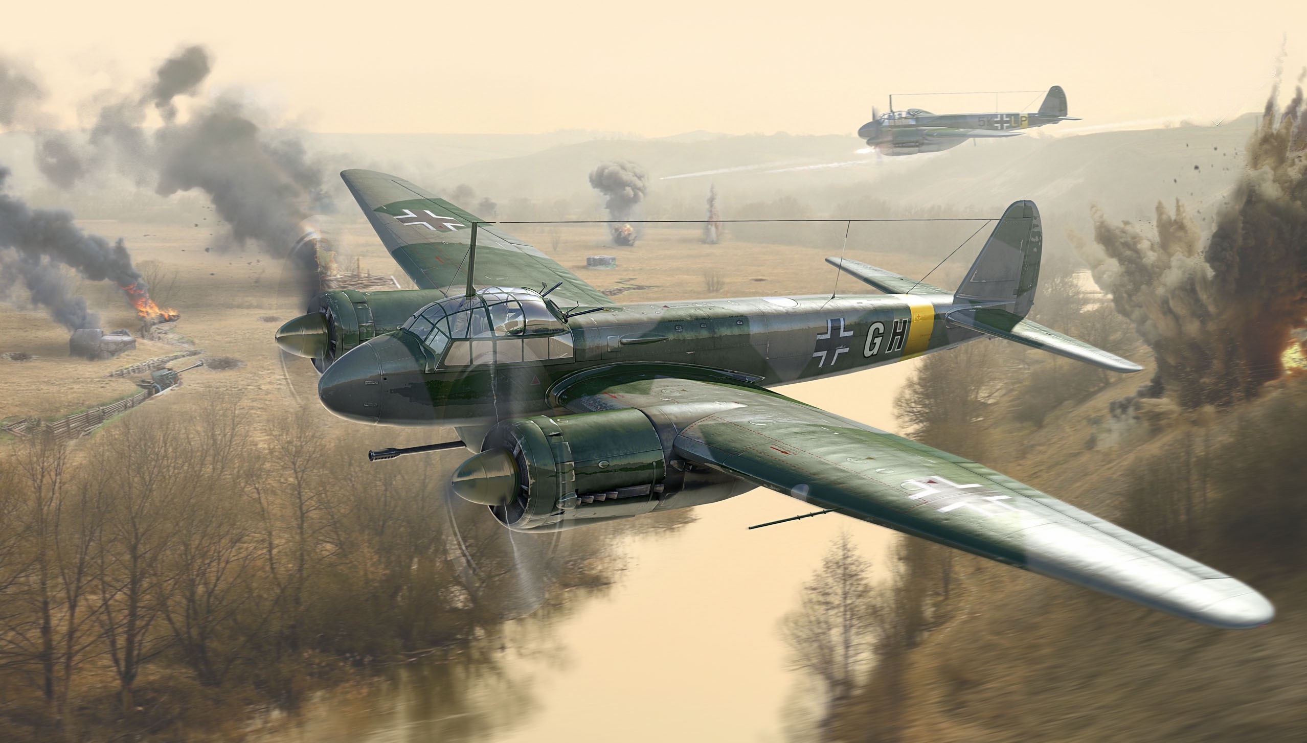 World War Ii World War War Military Military Aircraft Aircraft Airplane Bomber Germany Boxart Artwor 2556x1454