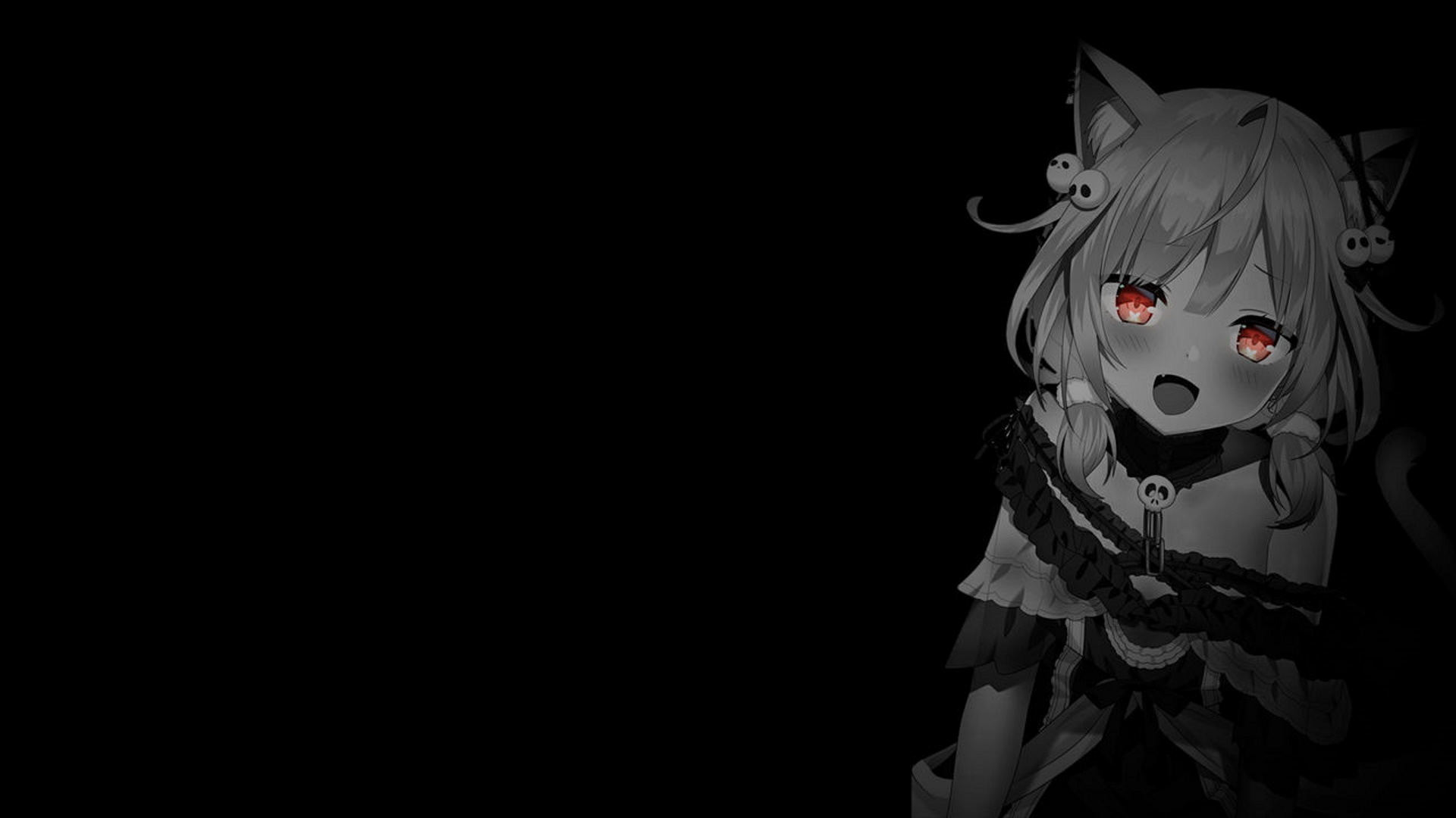 Selective Coloring Black Background Dark Background Simple Background Anime  Girls Cat Girl Cat Ears Wallpaper - Resolution:1920x1080 - ID:1318099 -  