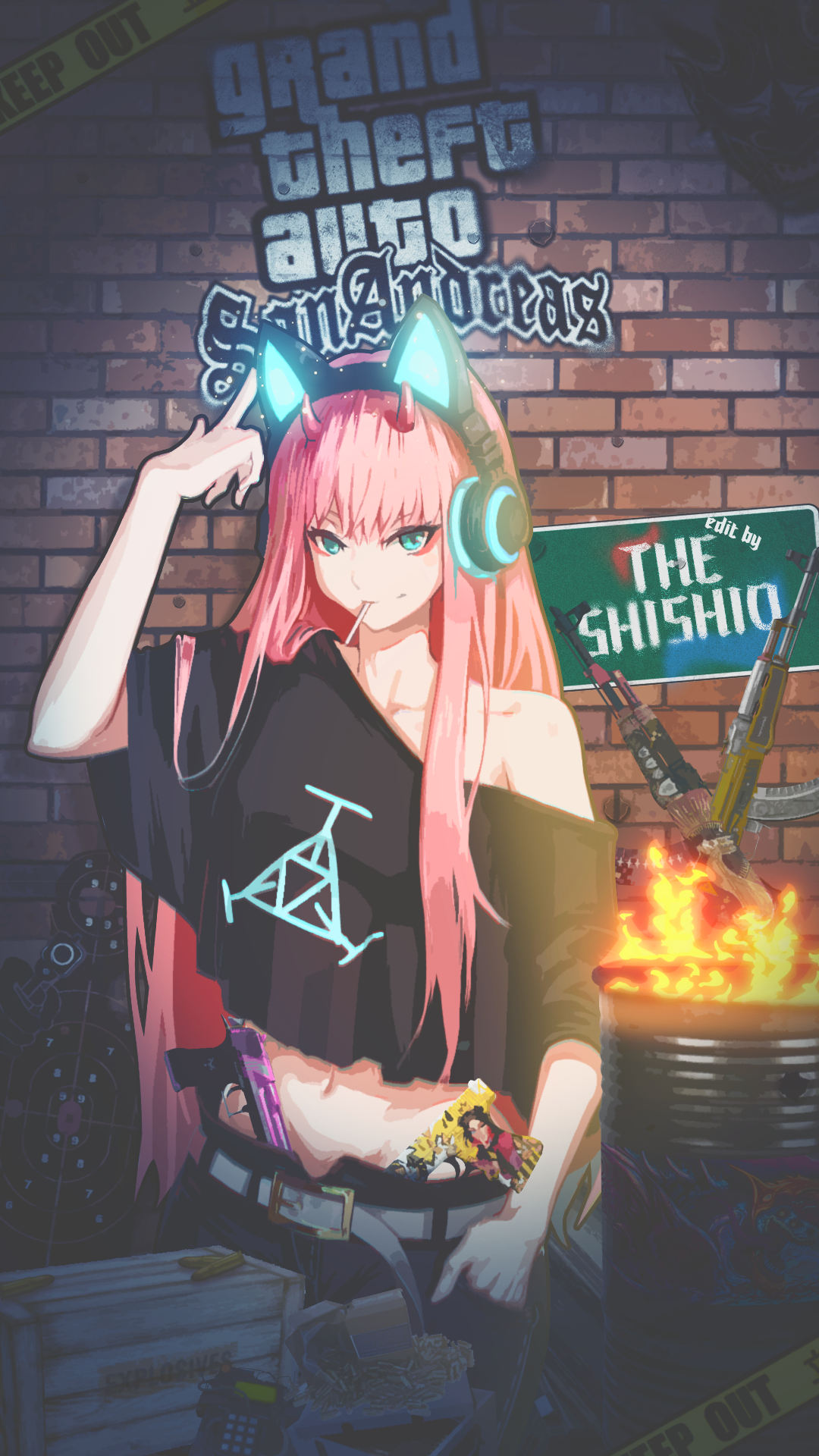 Anime Anime Girls Grand Theft Auto San Andreas Zero Two Darling In The FranXX Anime Edit Vertical He 1080x1920