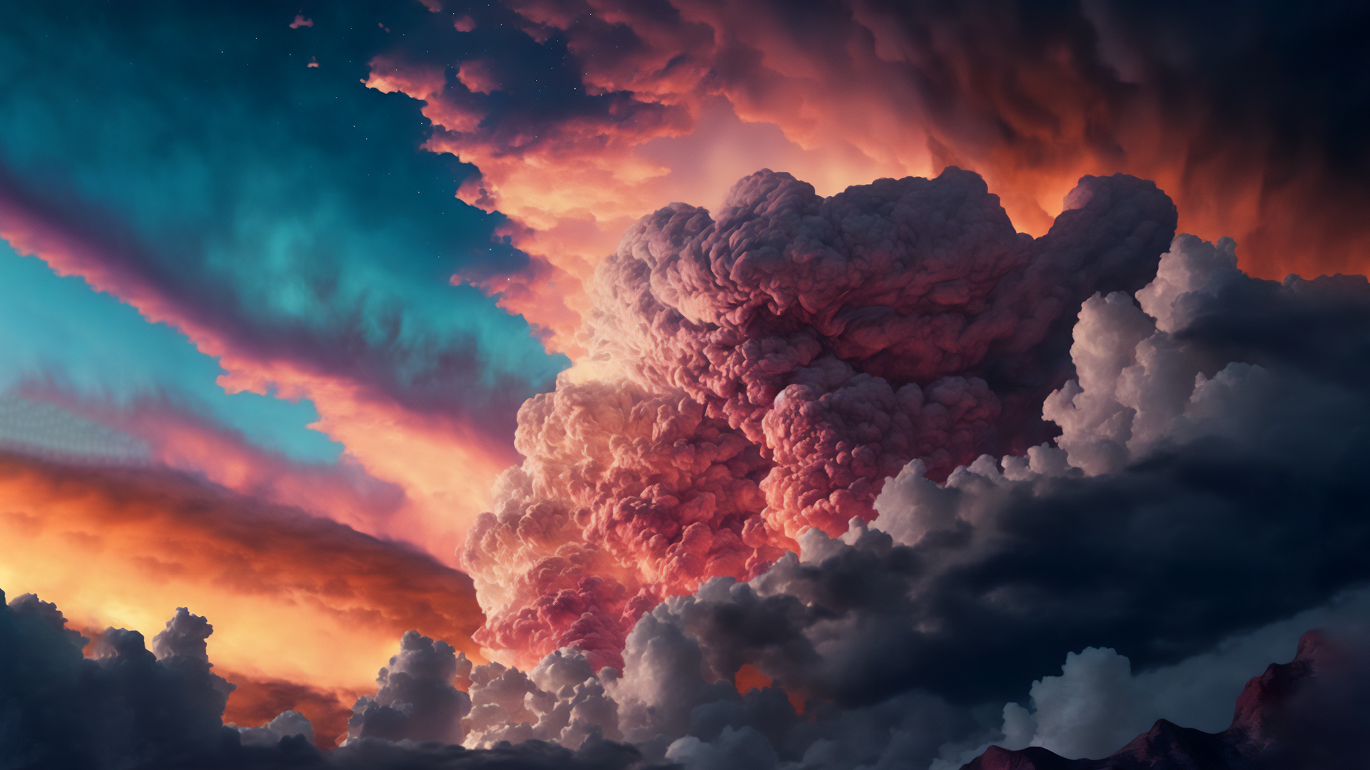 Storm Clouds Sunset Glow 1920x1080