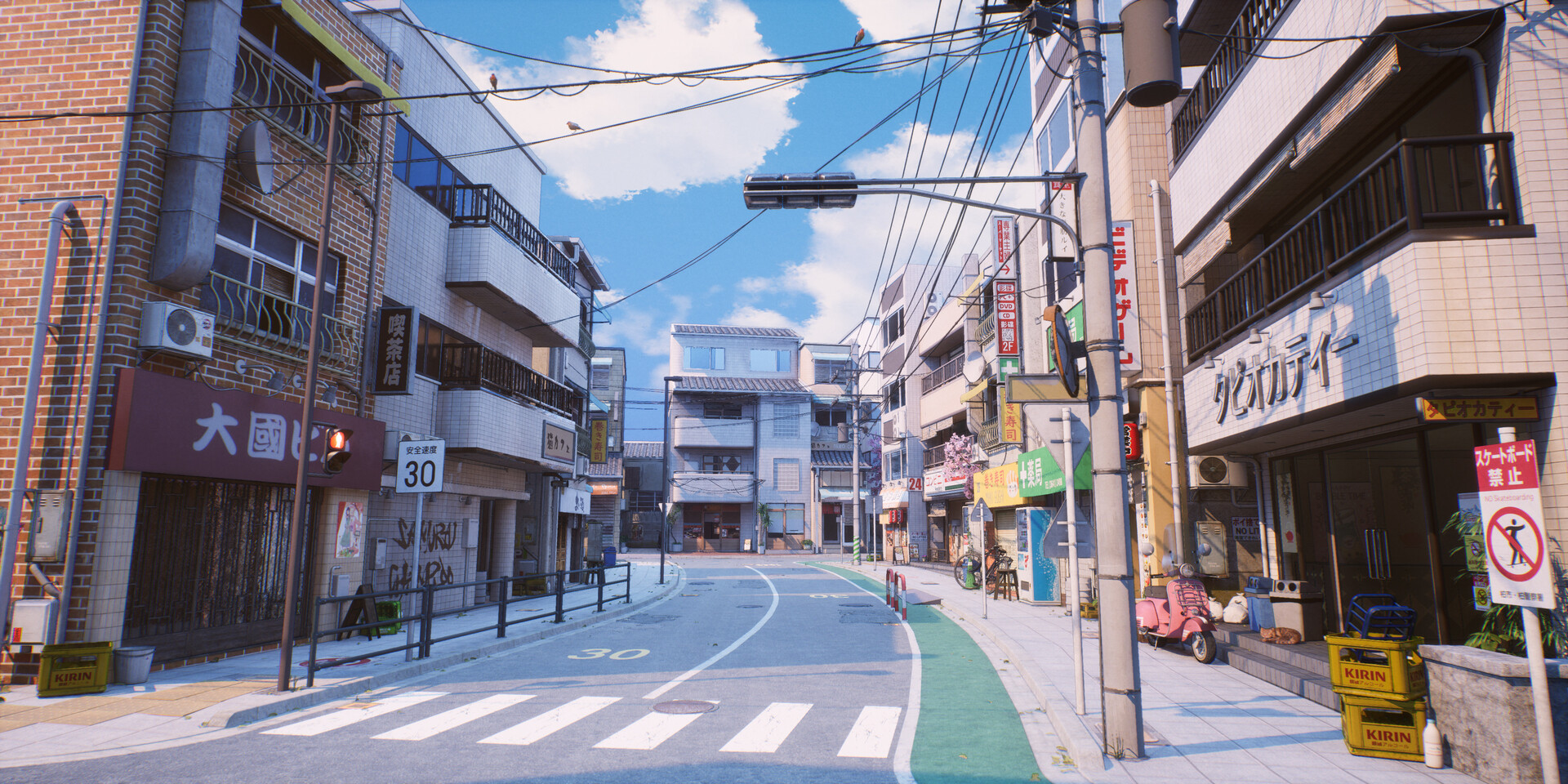 Anime City Urban Street Anime City Wallpaper  Resolution1920x960   ID1341780  wallhacom
