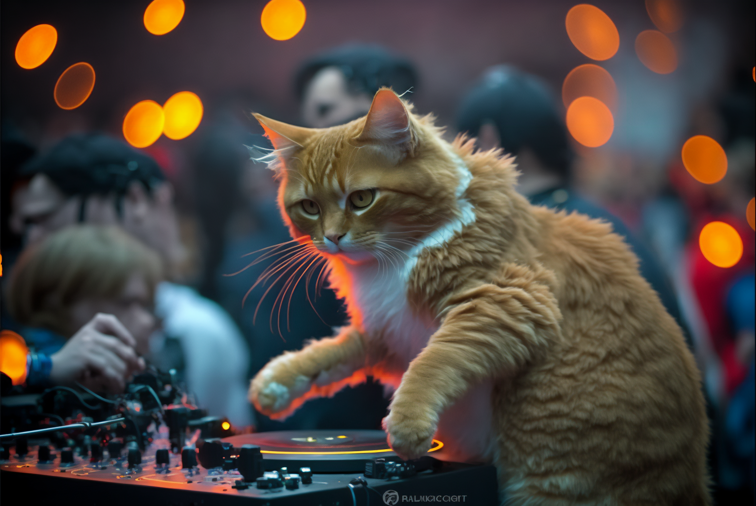 Ai Art Cats Disc Jockey Party Room Bokeh Animals 3060x2048