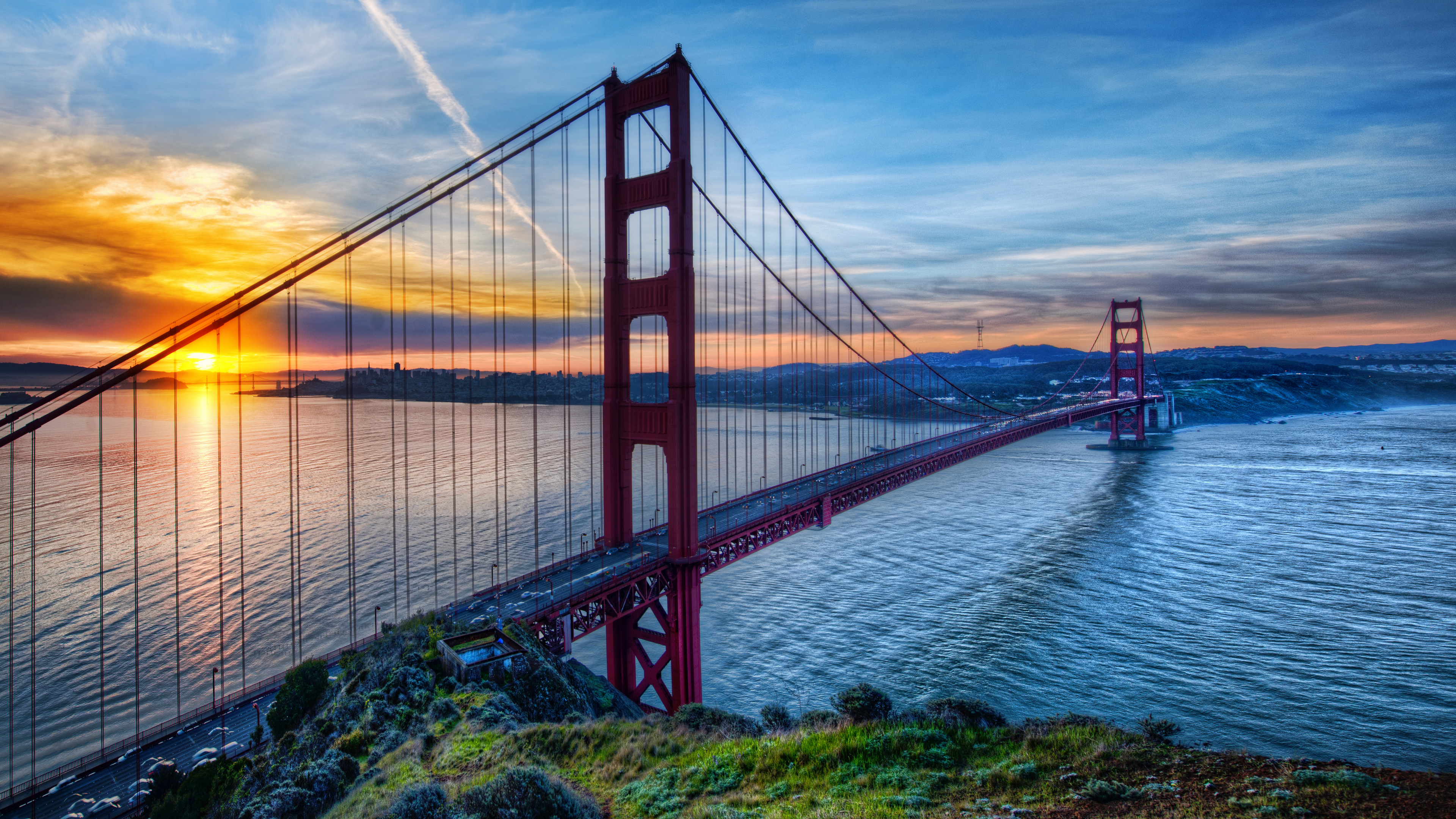 Trey Ratcliff 4K Photography California Bridge Water Sunset Glow Sky 3840x2160