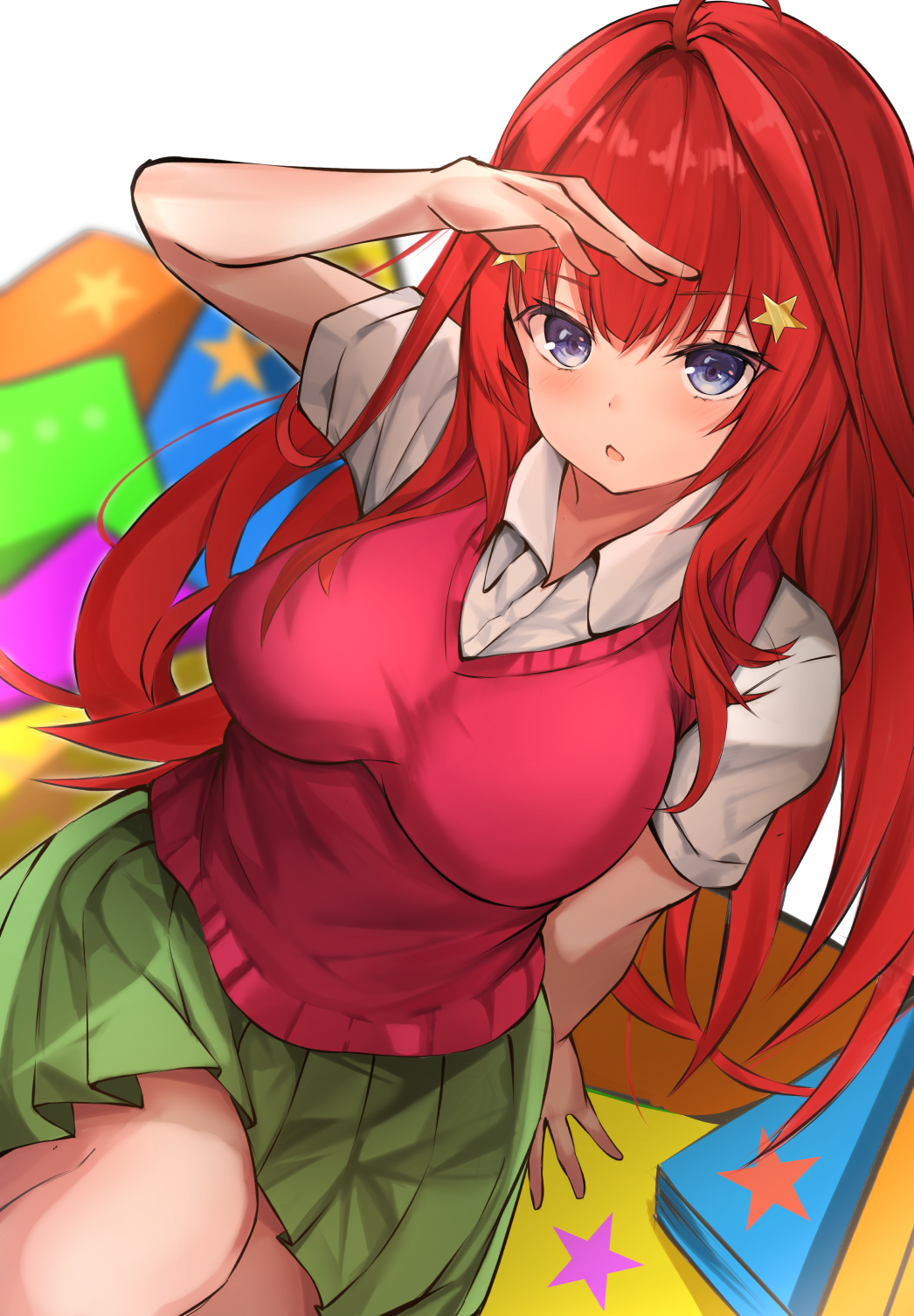 Anime Anime Girls 5 Toubun No Hanayome Nakano Itsuki Long Hair Redhead Solo Artwork Digital Art Fan  1046x1506