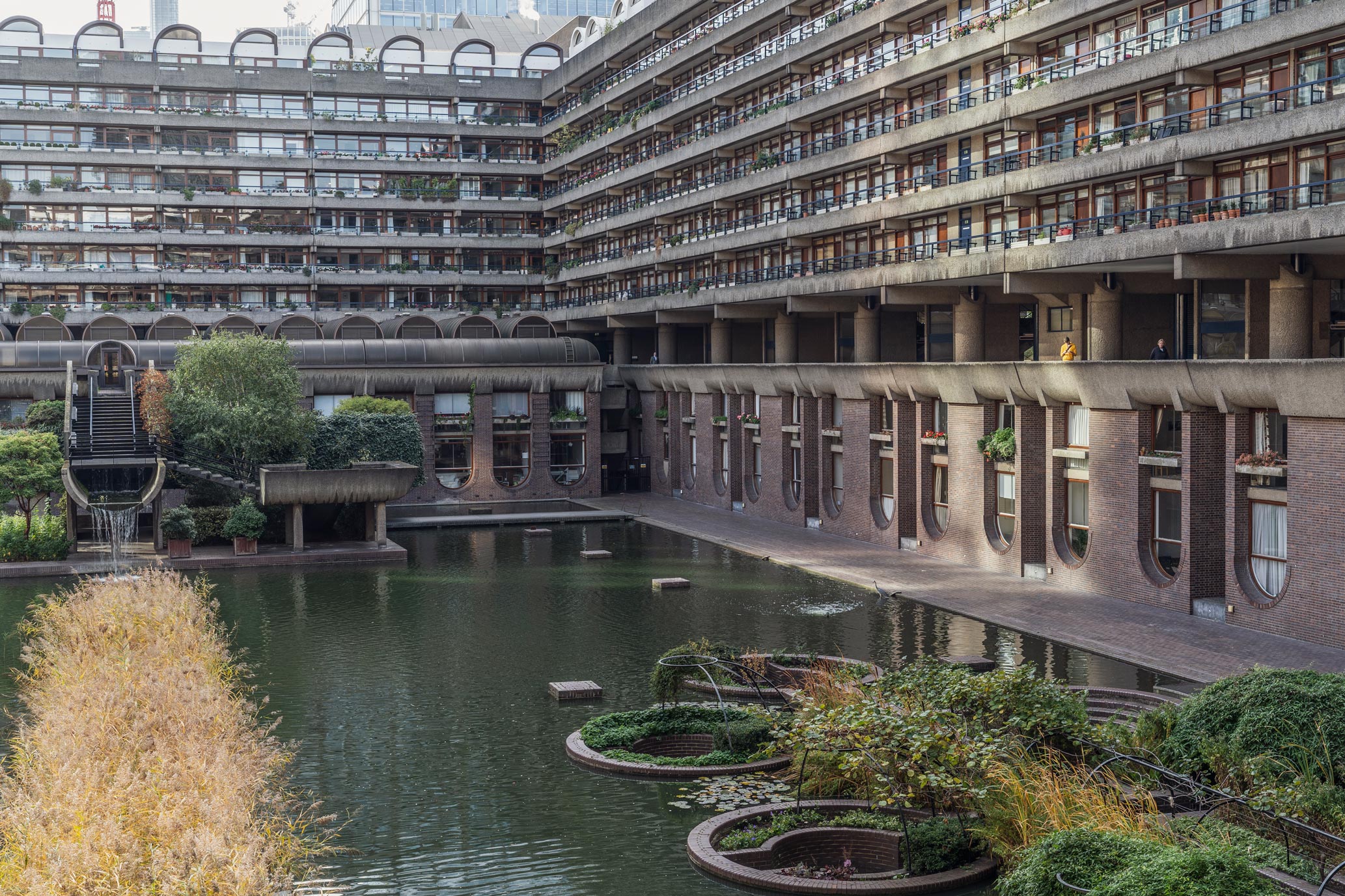 Architecture Building Block Of Flats Brutalism London Barbican UK Water Plants 2066x1377