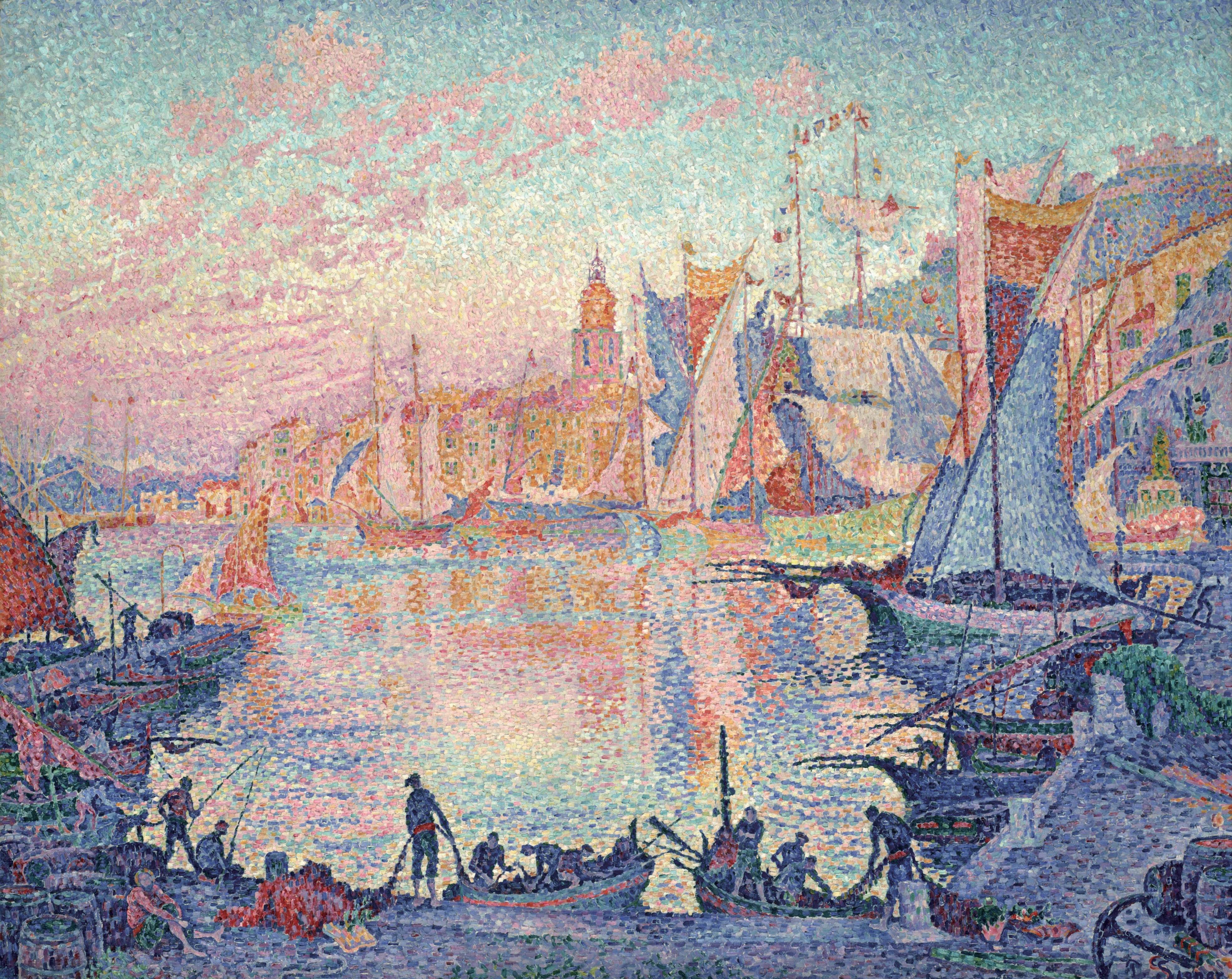 Oil On Canvas Oil Painting Paul Signac Water Artwork Classic Art Boat Clouds Sky Ship 3948x3137