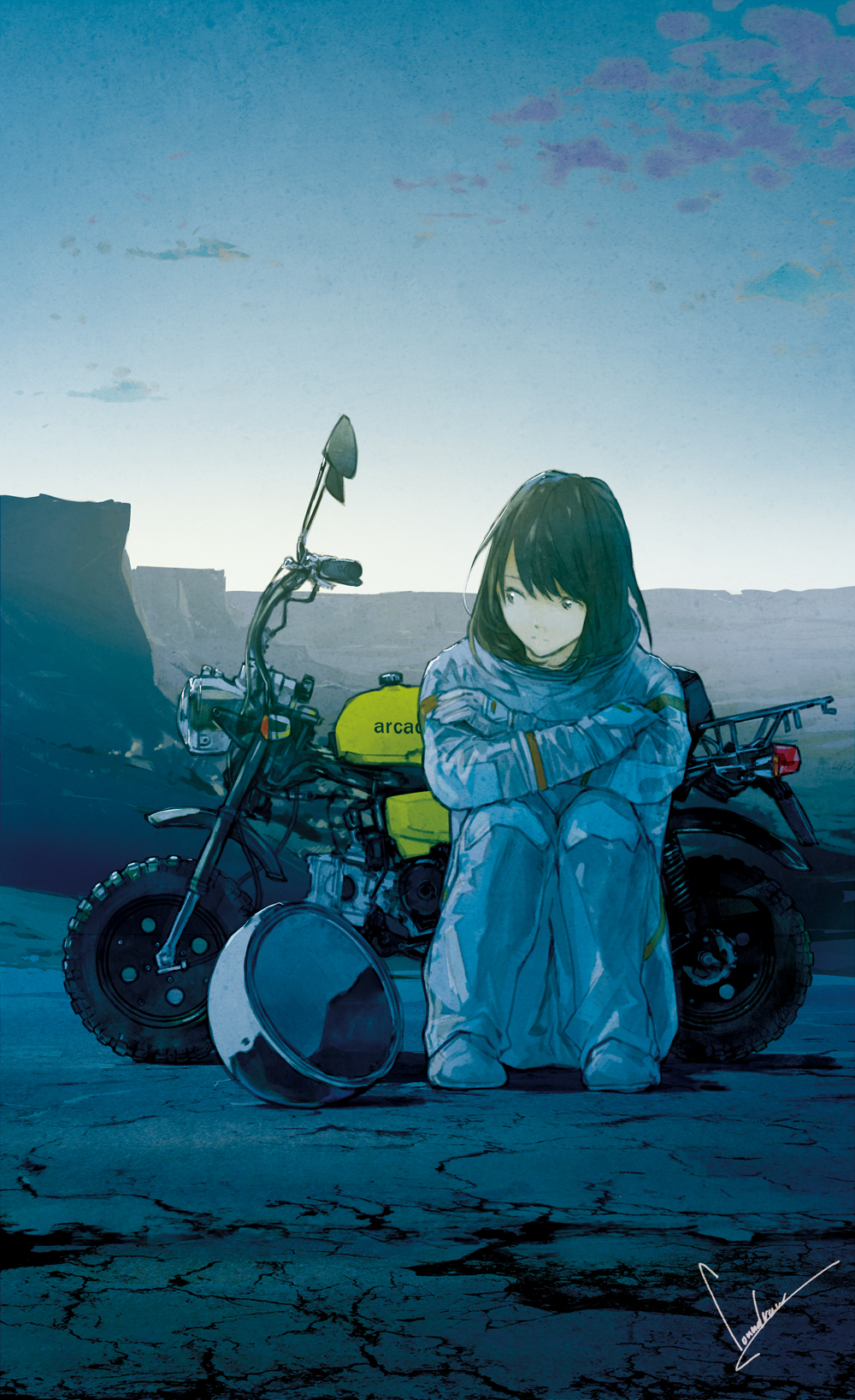 Locomotive Anime Girls Loundraw Outdoors Motorcycle 1000x1637