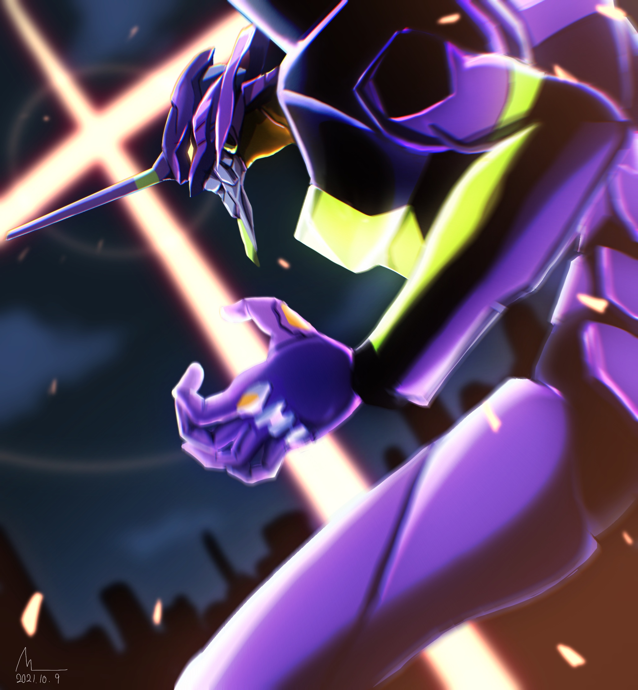EVA Unit 01 Neon Genesis Evangelion Anime Mechs Super Robot Taisen Artwork Digital Art Fan Art 2056x2224