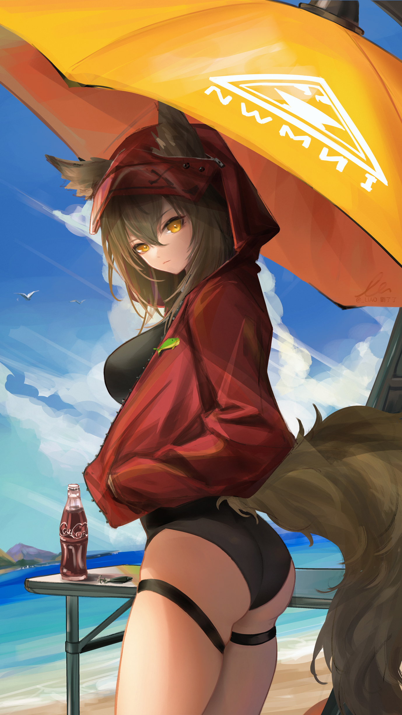 Anime Anime Girls Projekt Red Arknights Fox Girl Fox Ears Fox Tail Soda Coca Cola 1379x2452