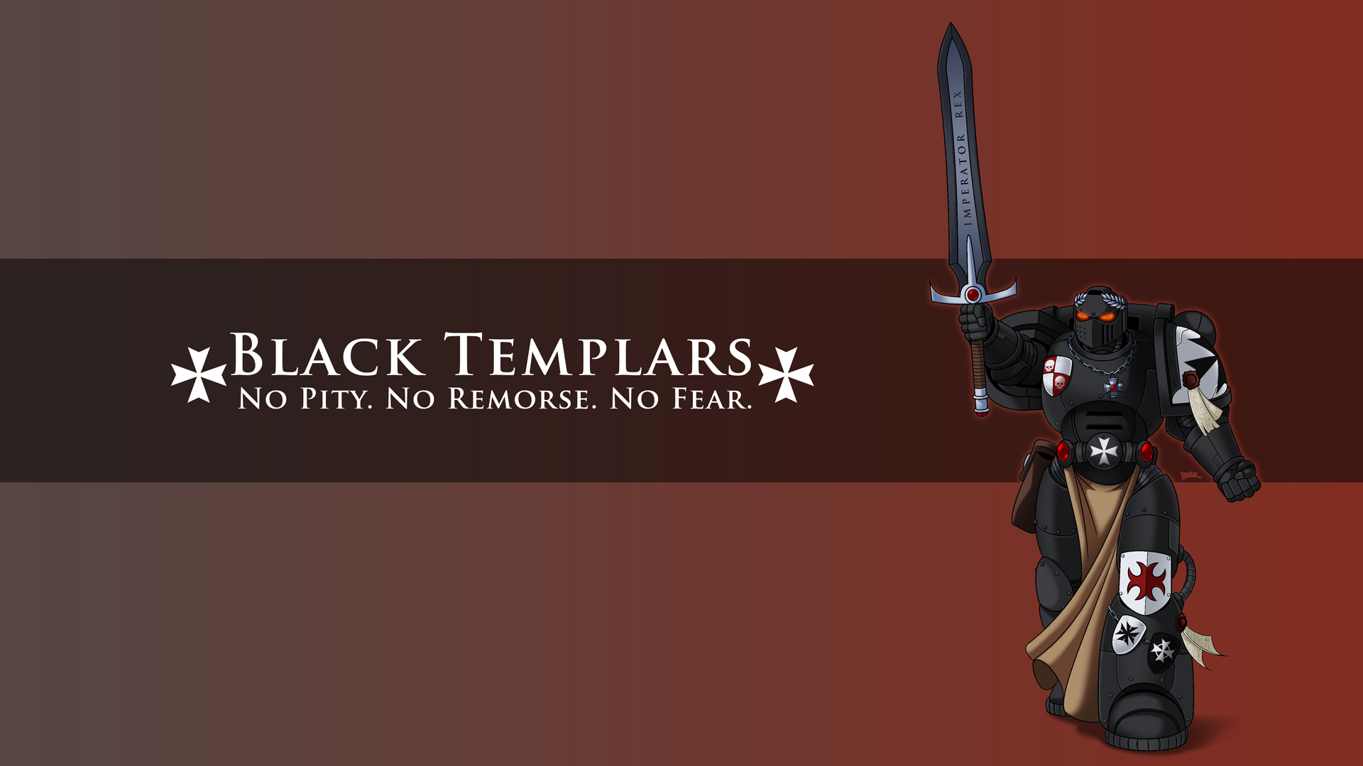 Black Templars Warhammer 40 000 Armor Soldier Sword Weapon Minimalism Simple Background Gradient Vid 1920x1080