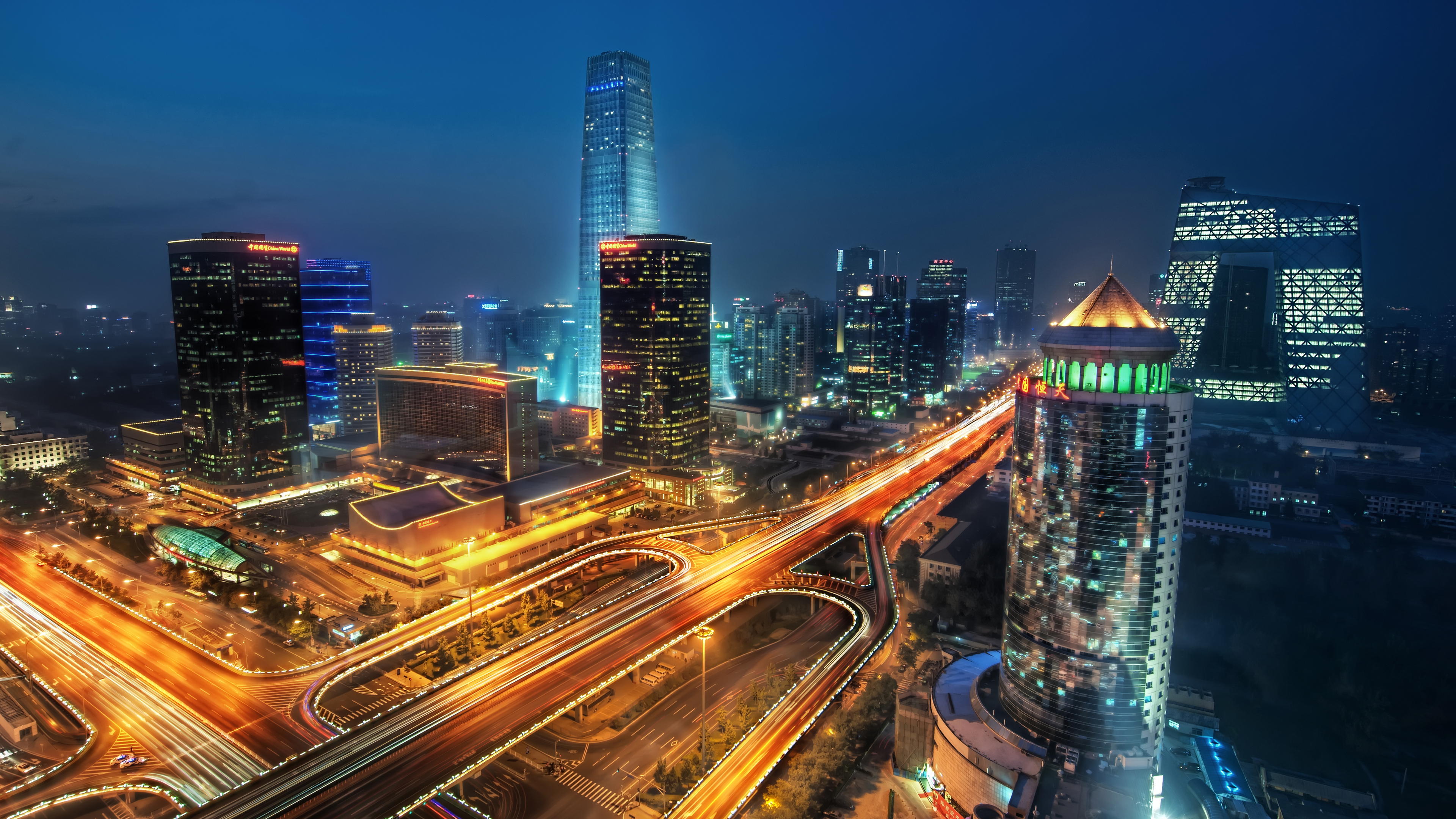Trey Ratcliff Photography Beijing China Cityscape Night Lights Skyscraper Building Crossroads Tower  3840x2160