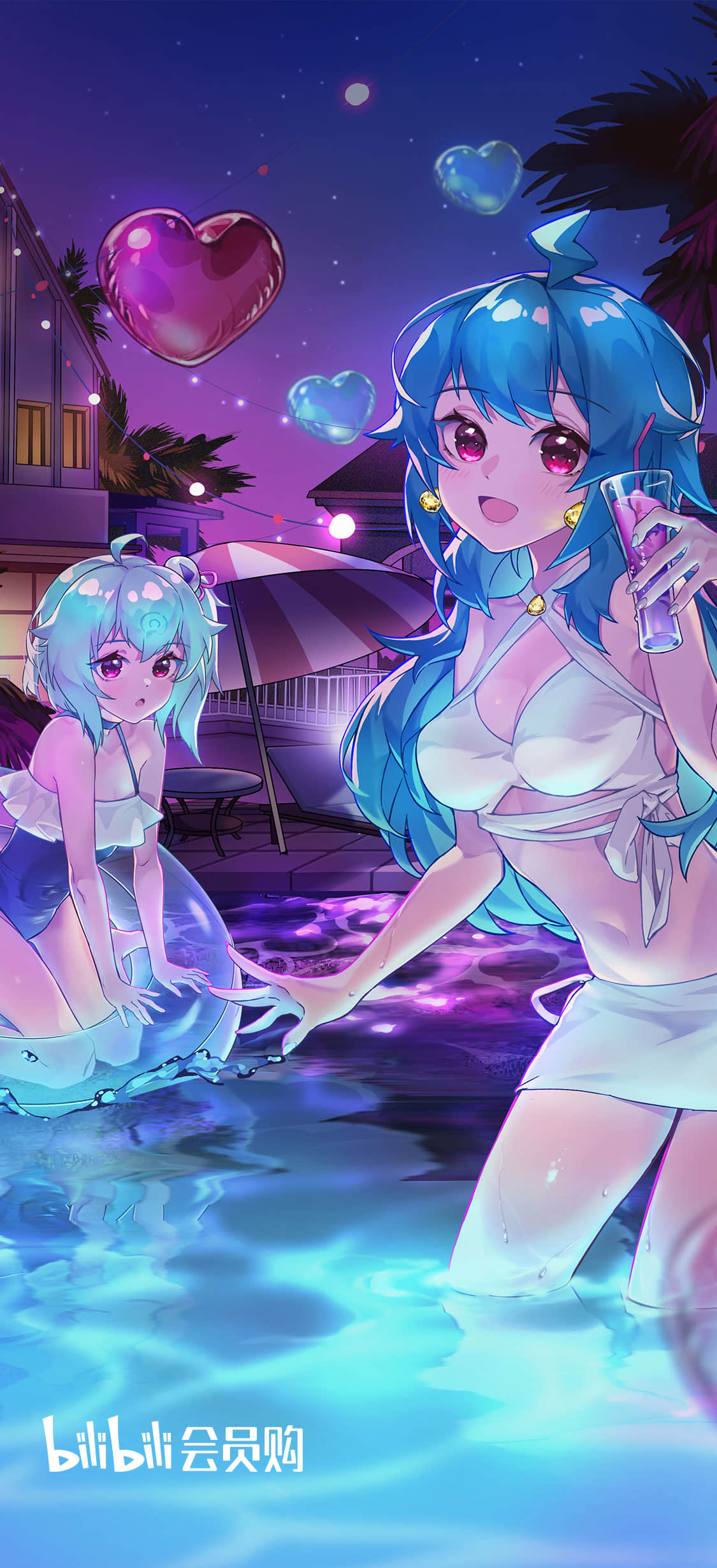 22 Bilibili 33 Bilibili Bili Girl 33 Bilibili Anime Girls Blue Hair Floater Standing In Water Water  1125x2460