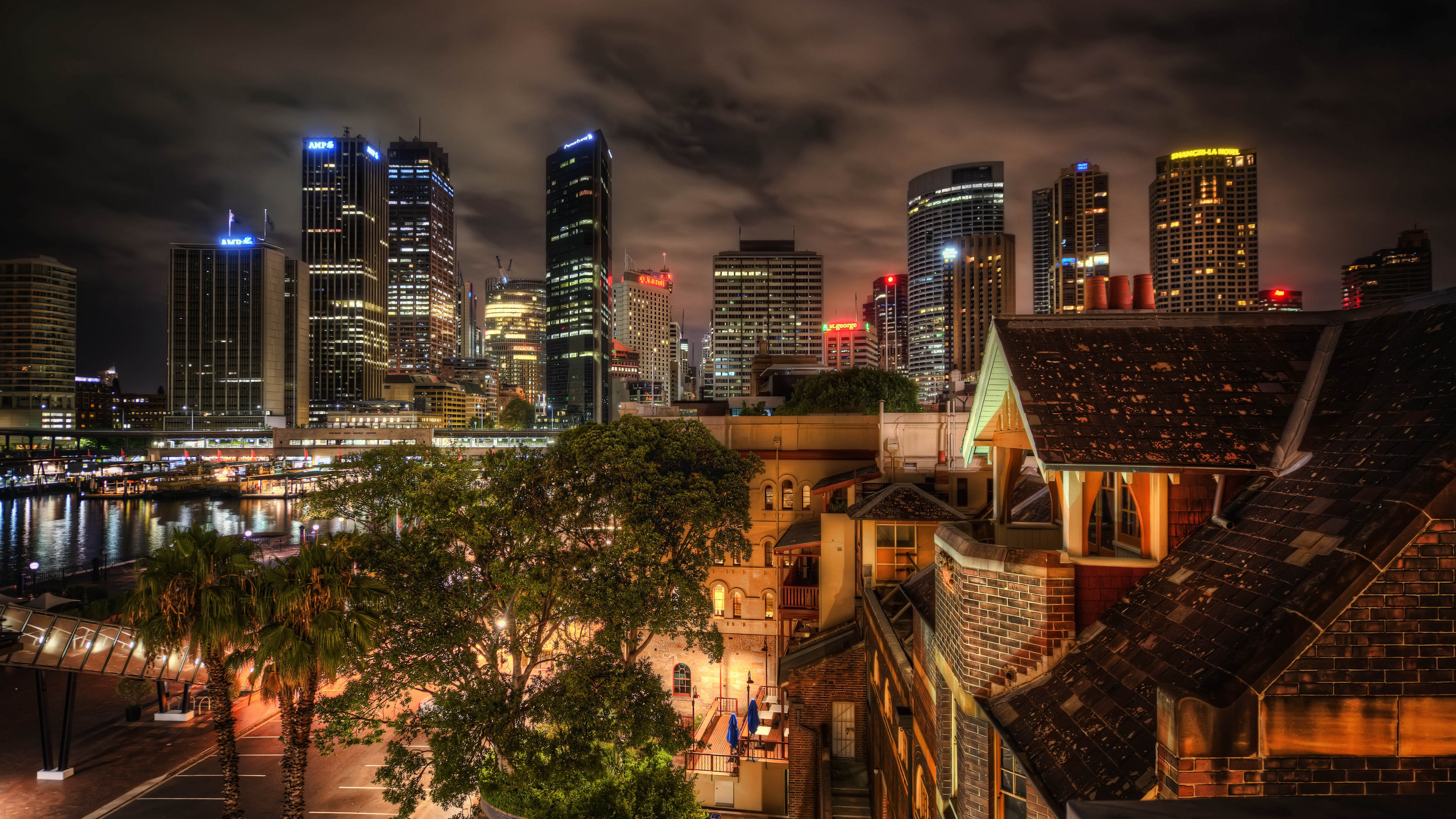 Trey Ratcliff Photography Cityscape Sydney Australia Night Lights Building Water Clouds City City Li 3840x2160