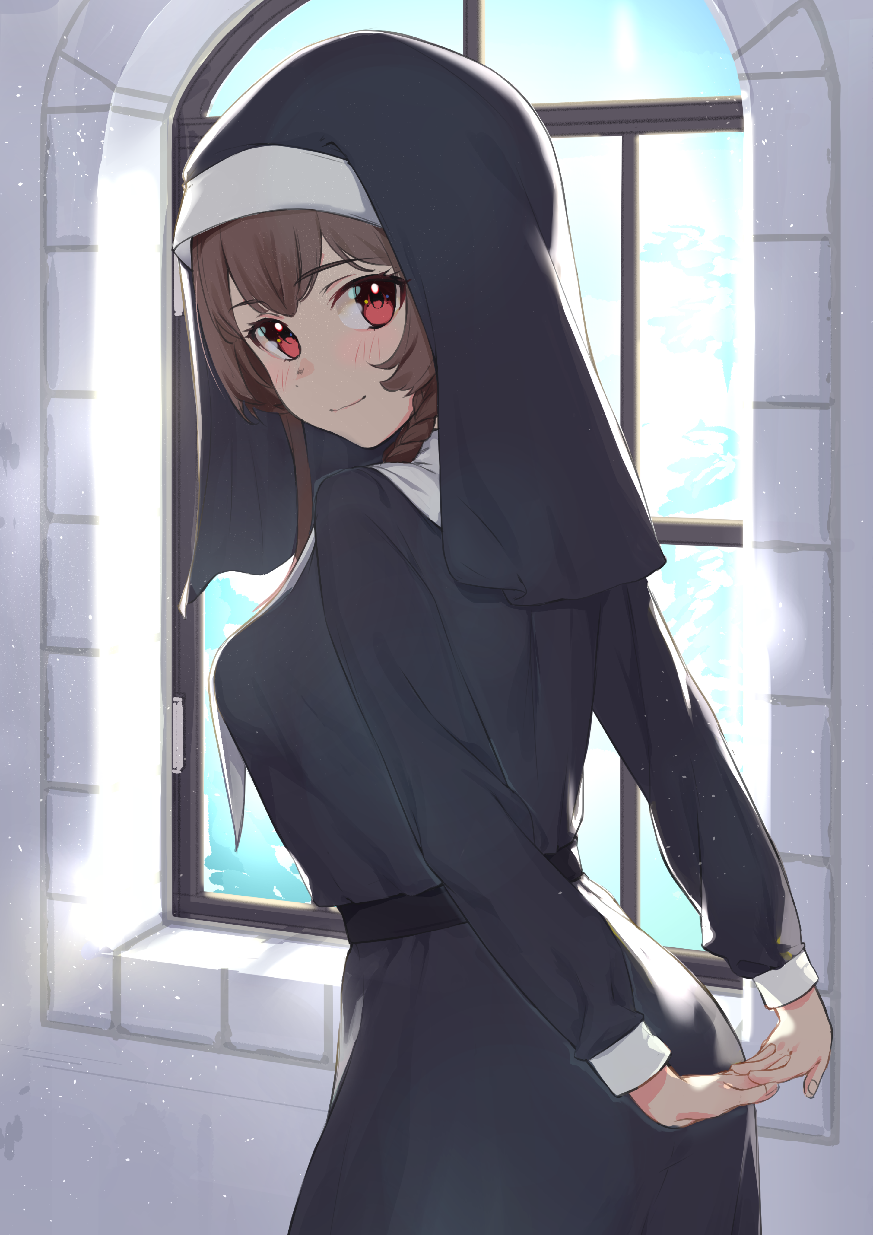Anime Anime Girls Nuns Nun Outfit Original Characters Artwork Digital Art Fan Art 2894x4093