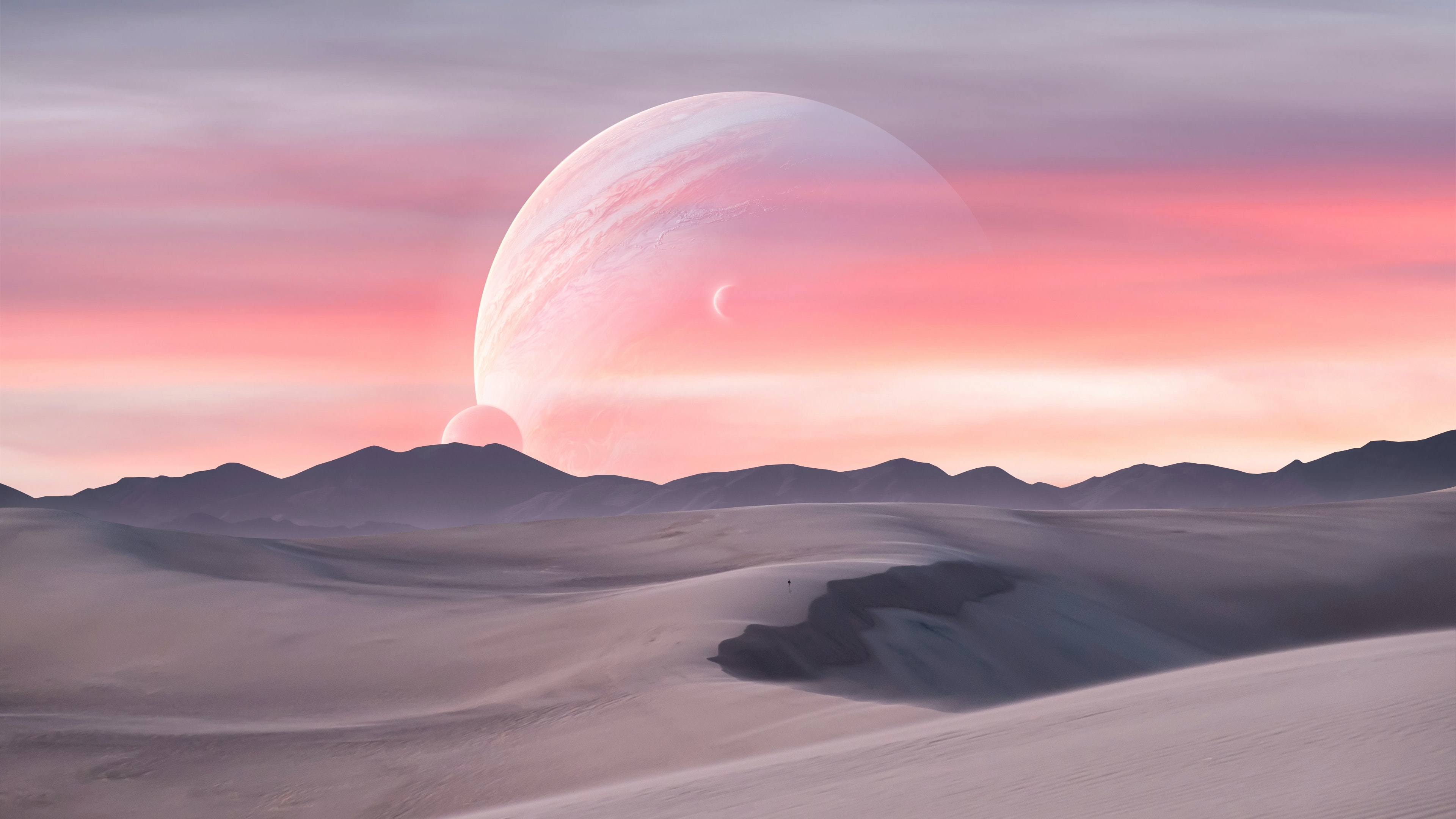 Digital Digital Art Artwork Illustration Desert Sand Nature Planet Space Sky Clouds Jupiter 3840x2160