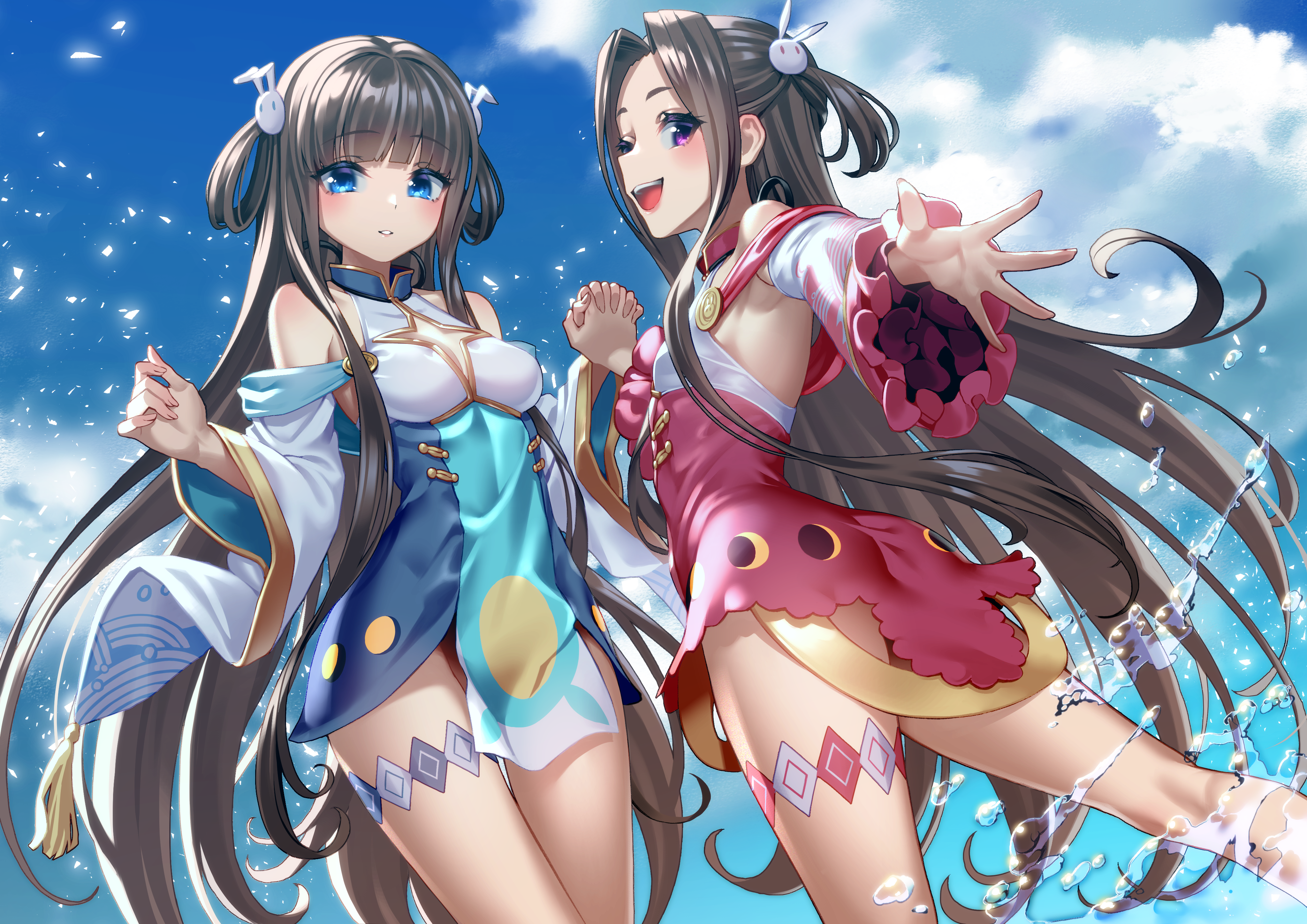 Blue Oath Beach Anime Girls Long Hair Water Ning Hai Blue Oath Ping Hai Blue Oath 4093x2894