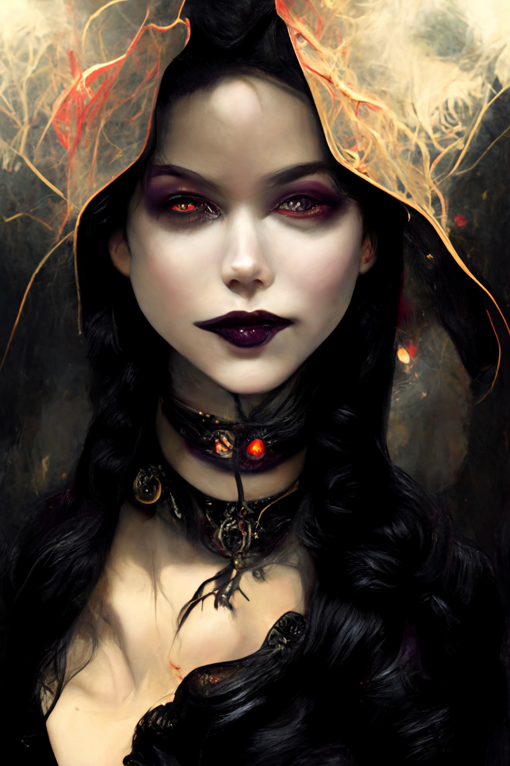 Dark Princess Witch Queen Digital Art Character Design Neural Network Heterochromia Ai Art 1024x1536