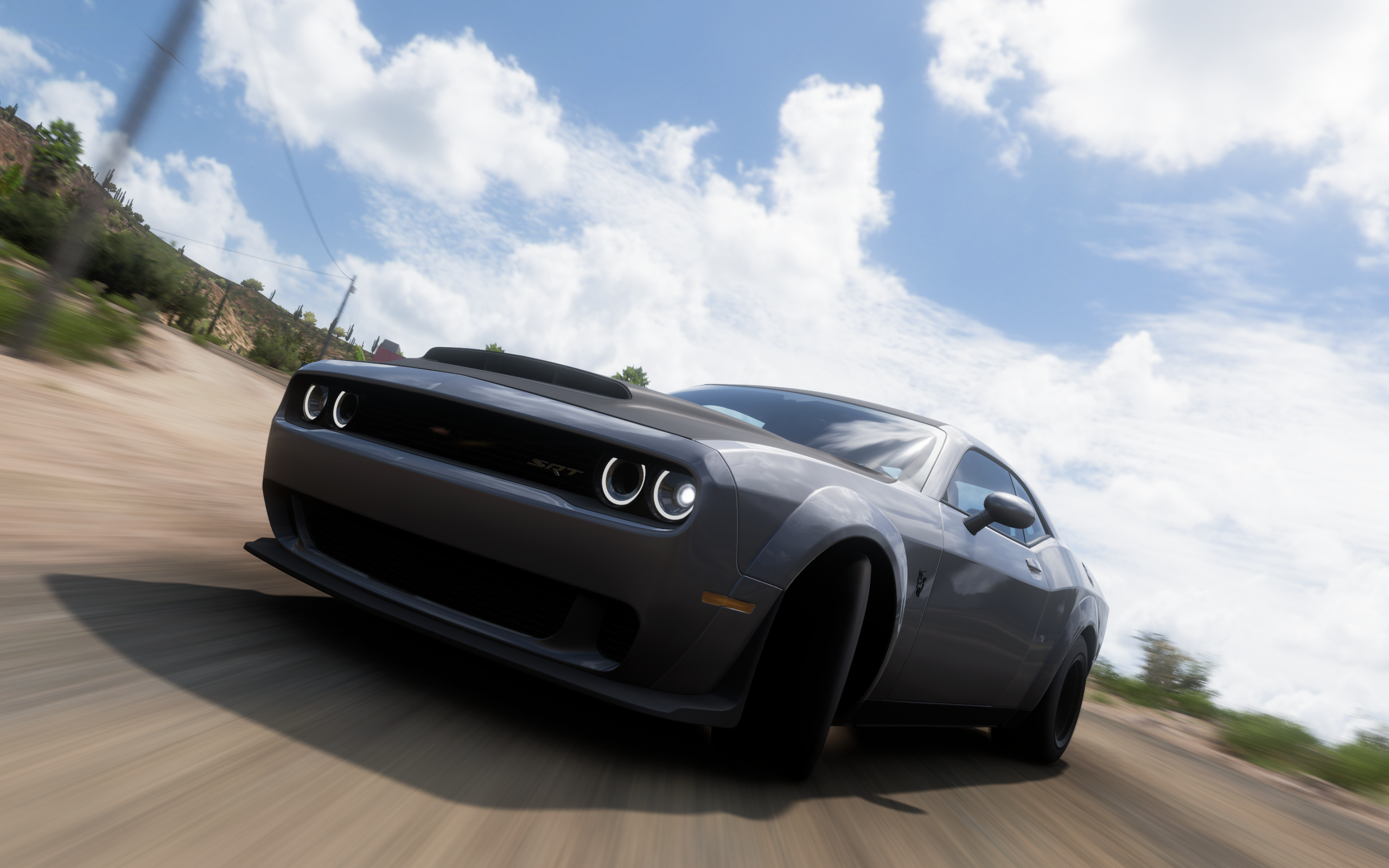 Forza Horizon 5 Screen Shot Video Games Car Front Angle View CGi Road Clouds Sky Headlights 2560x1600