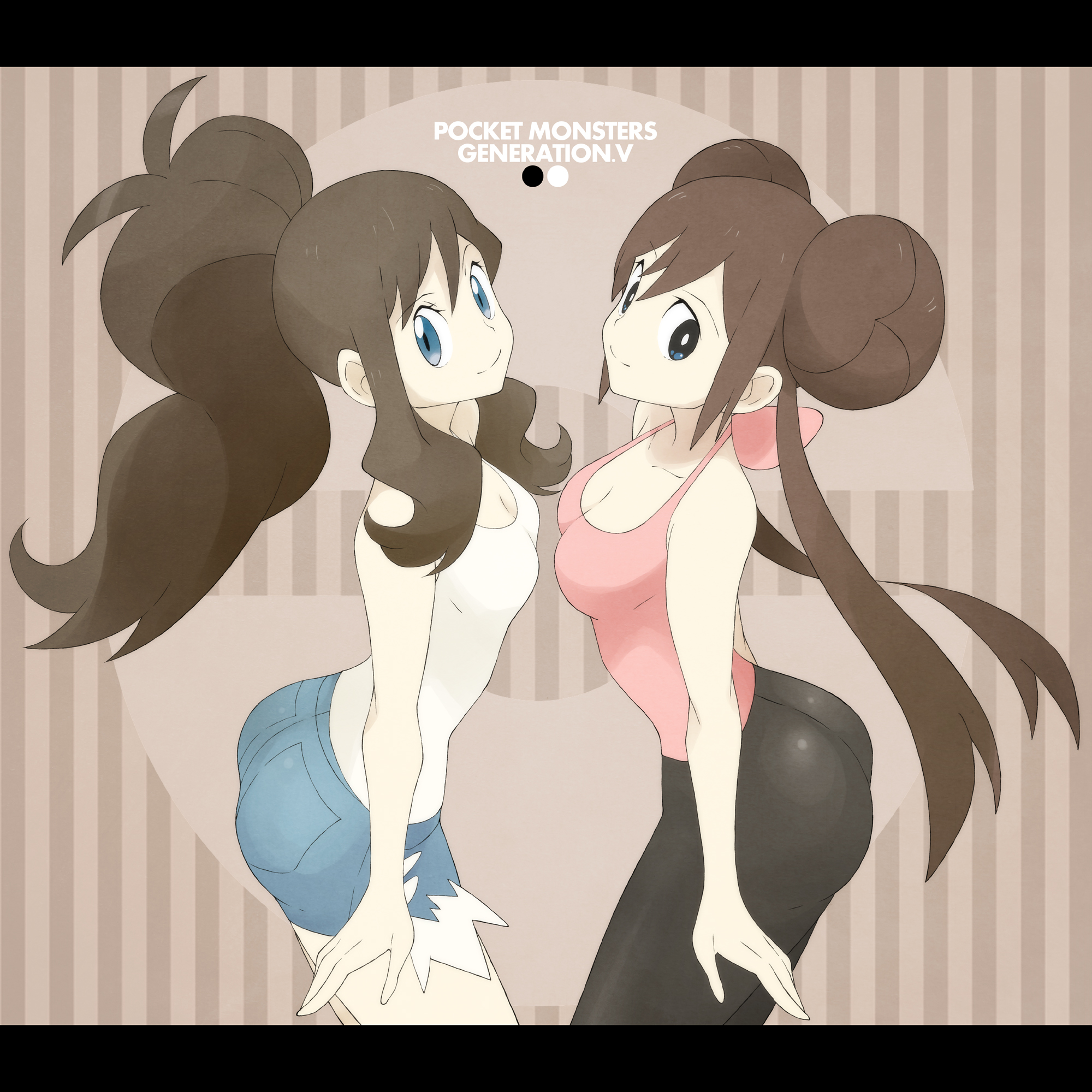 Anime Anime Girls Pokemon Rosa Pokemon Hilda Pokemon Long Hair Twintails Ponytail Brunette Two Women 2000x2000