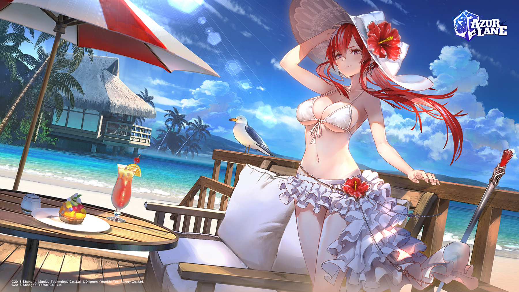 Anime Anime Girls Azur Lane Monarch Azur Lane Redhead Hat Sea Beach Sky  Clouds Wallpaper - Resolution:1800x1012 - ID:1335960 