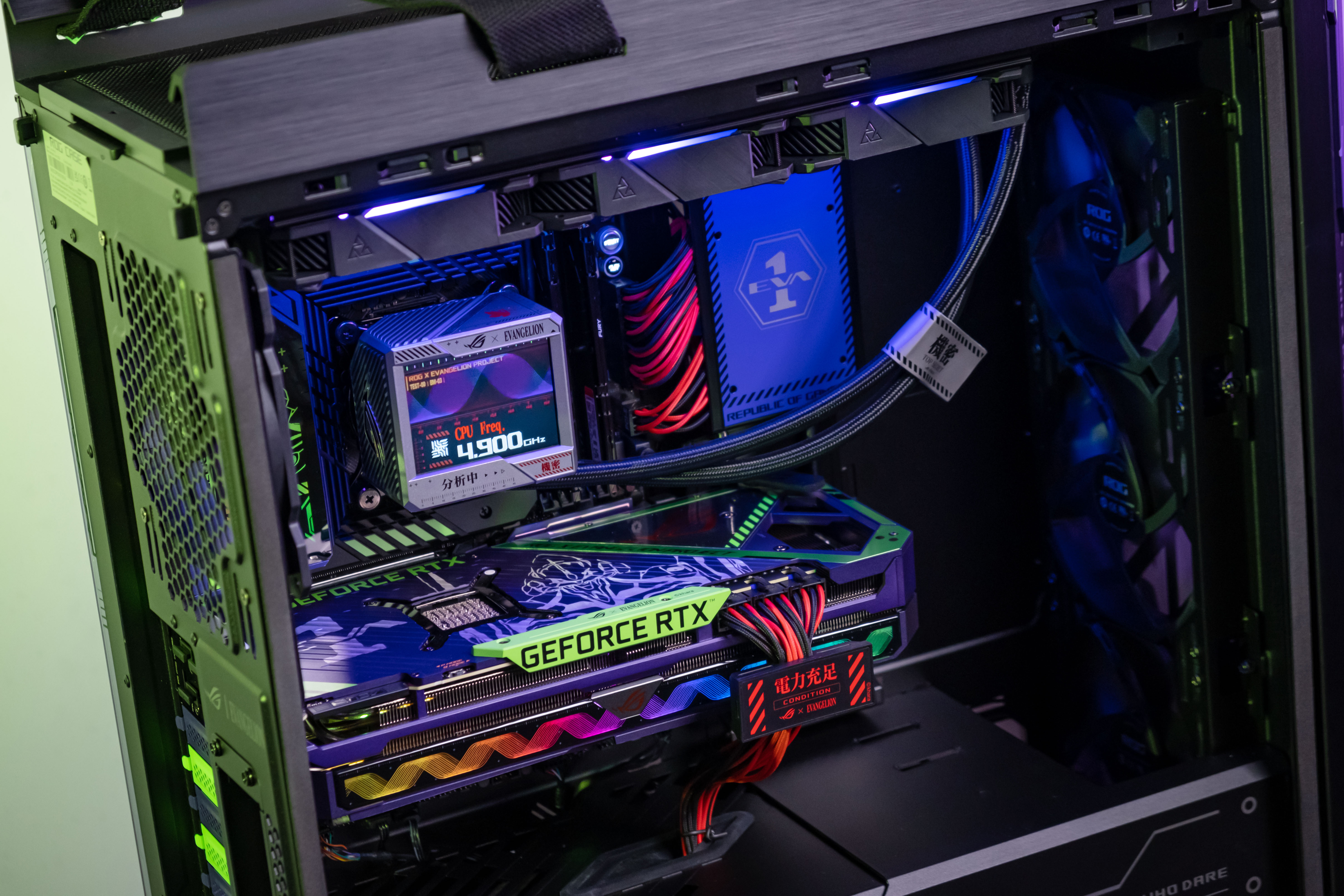 Republic Of Gamers ASUS PC Build PC Cases Evangelion Unit 01 Water Cooling Crossover GPU 5919x3946