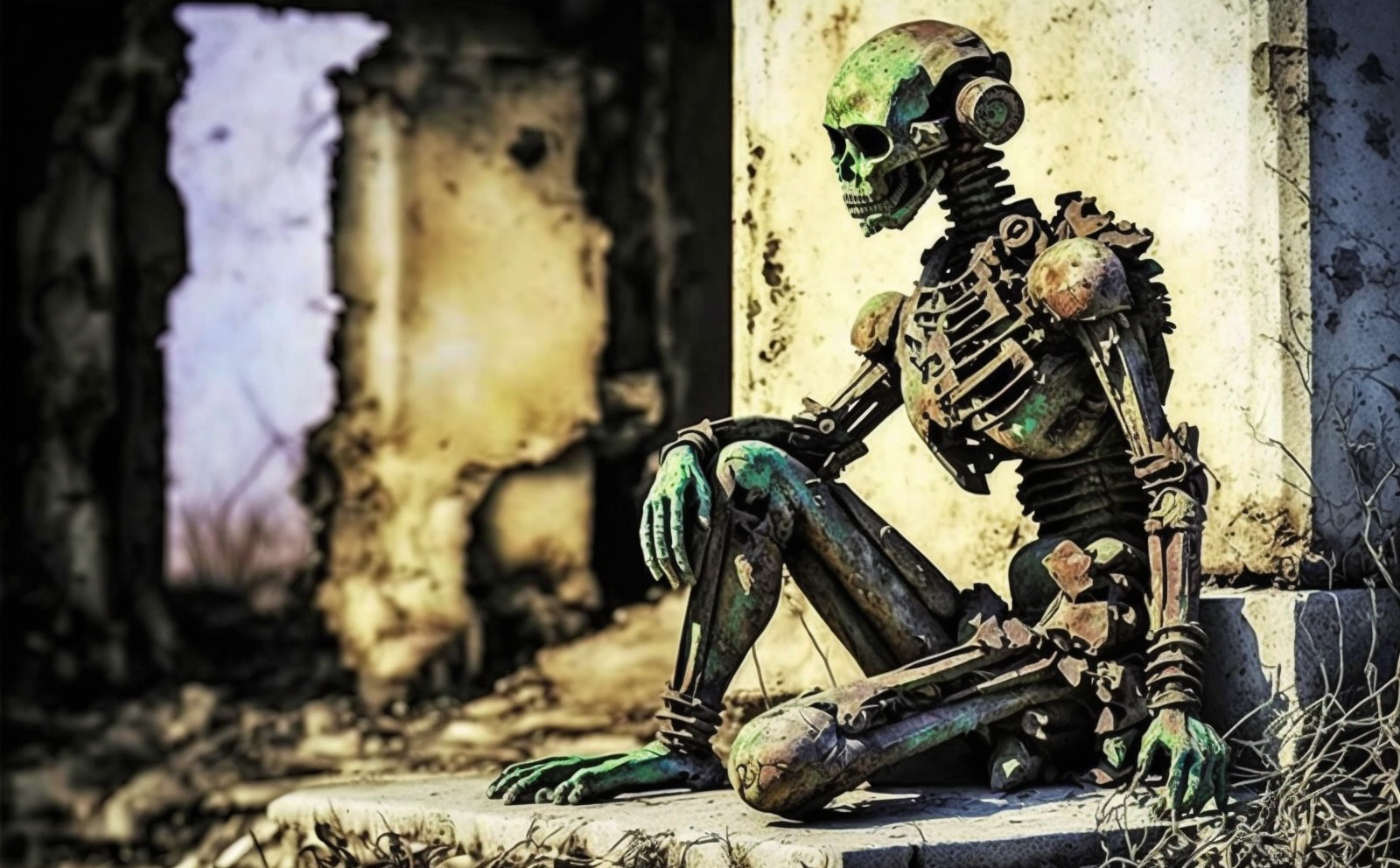 Cyborg Post Apocalypse Decay Skeleton 1600x992